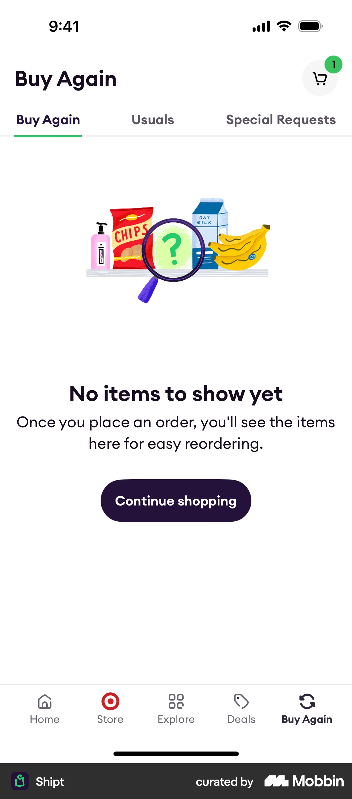 Shipt iOS Empty State screen