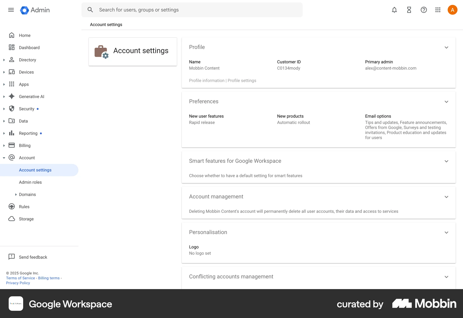 Google Workspace screen