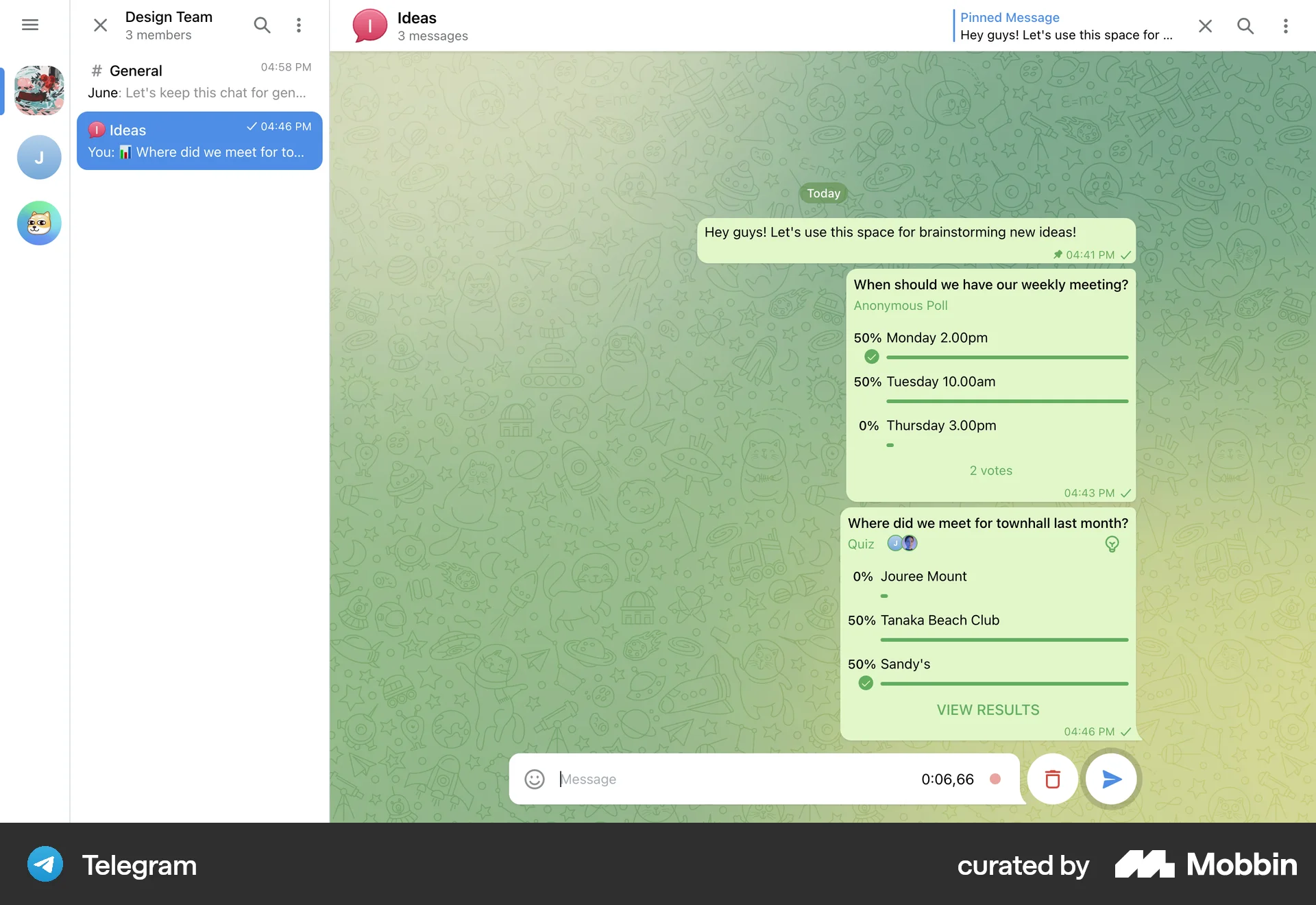 Telegram Web Timer & Clock screen