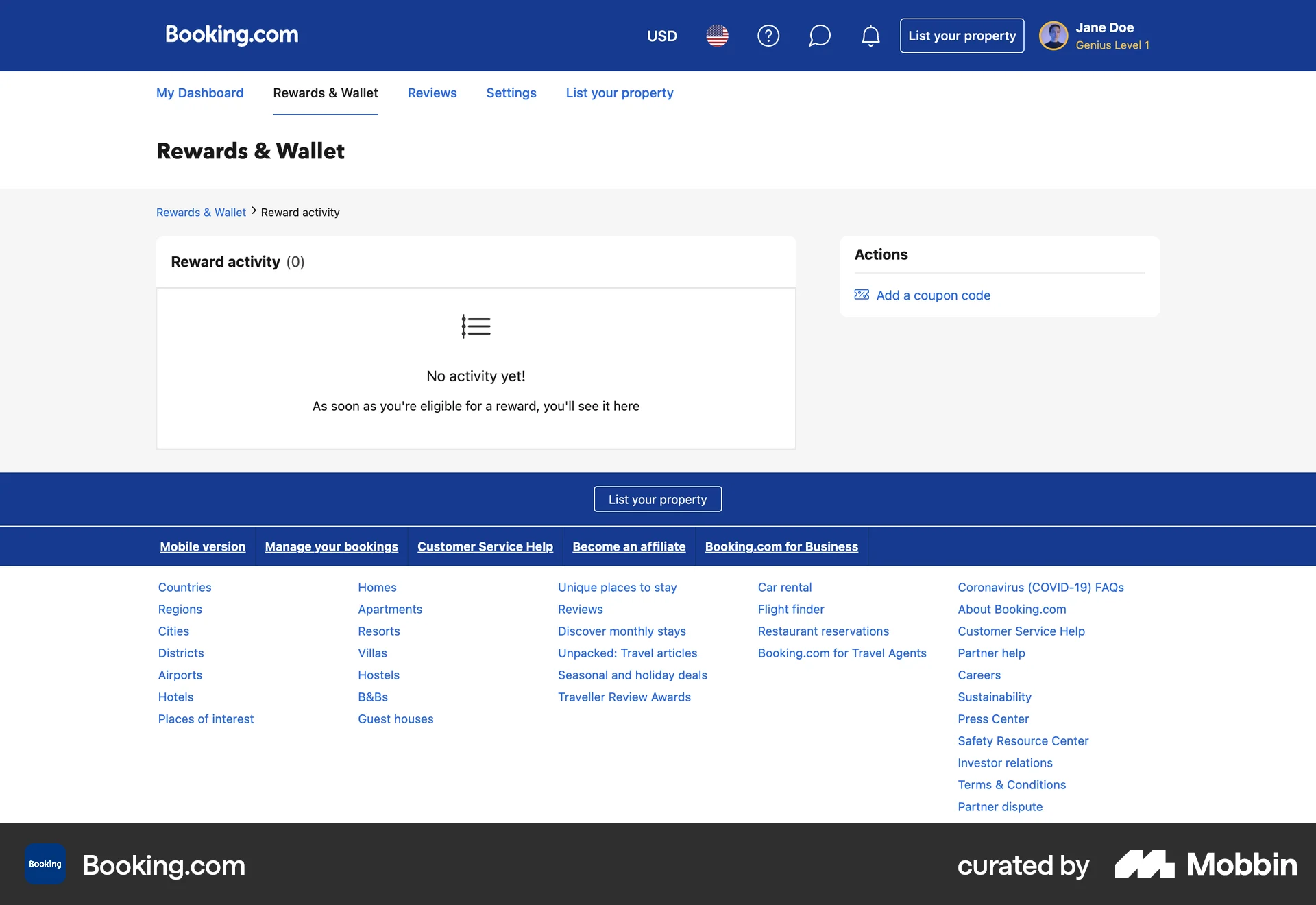 Booking.com Web Notifications screen
