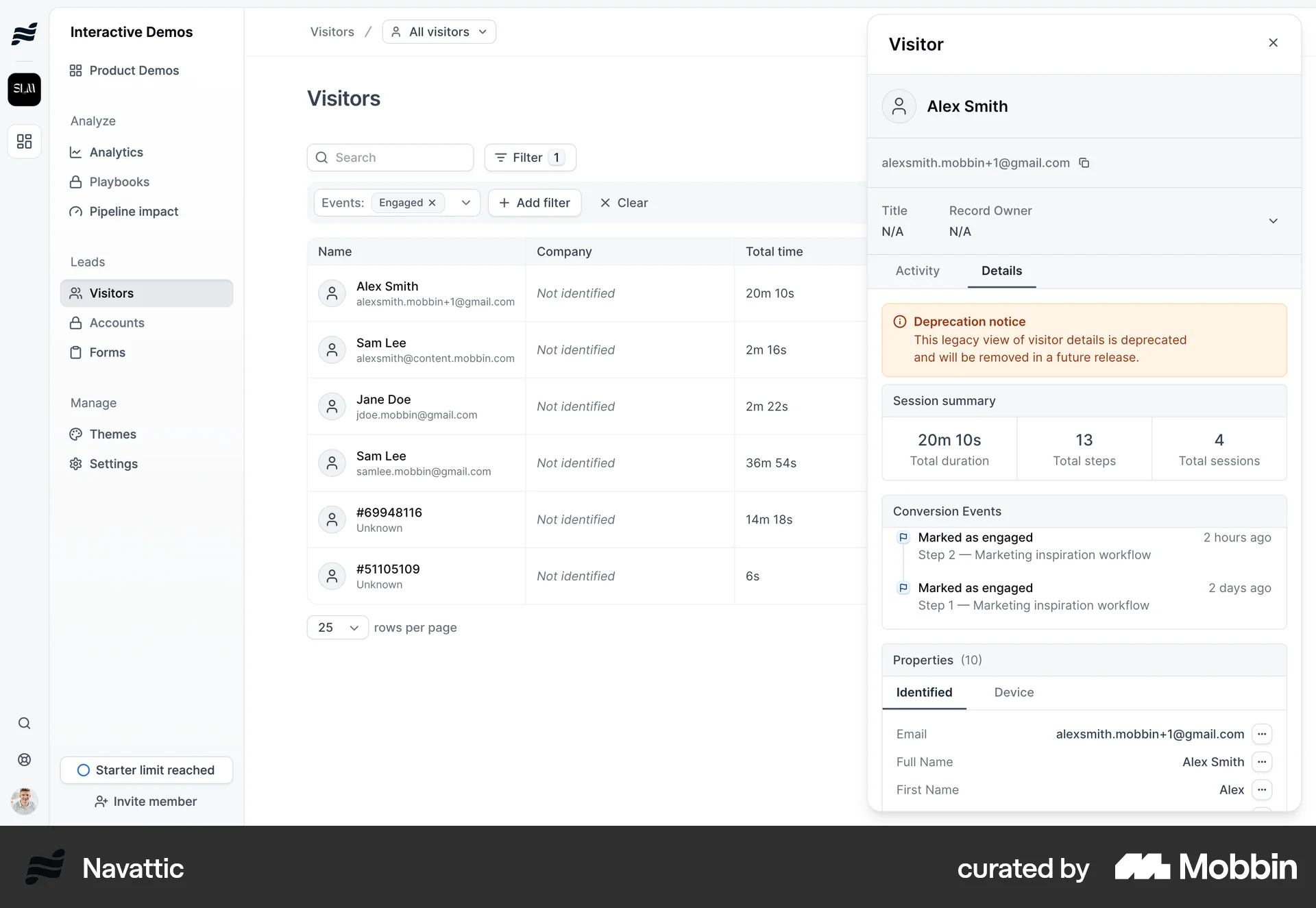 Navattic Web Dashboard screen