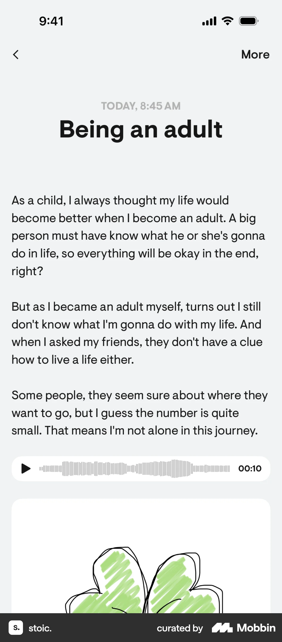 stoic. iOS Post Detail screen