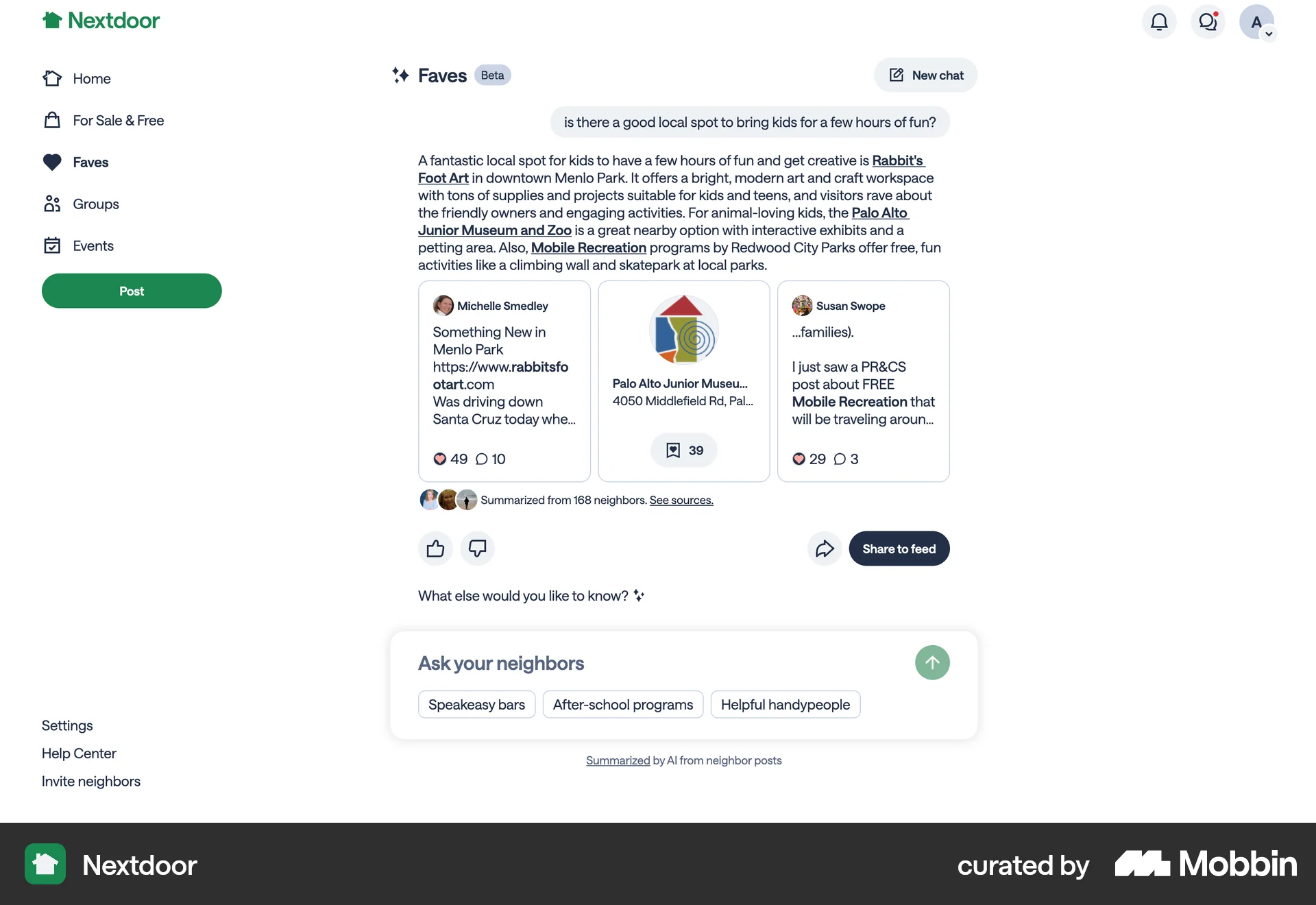 Nextdoor Web Suggestions & Similar Items screen