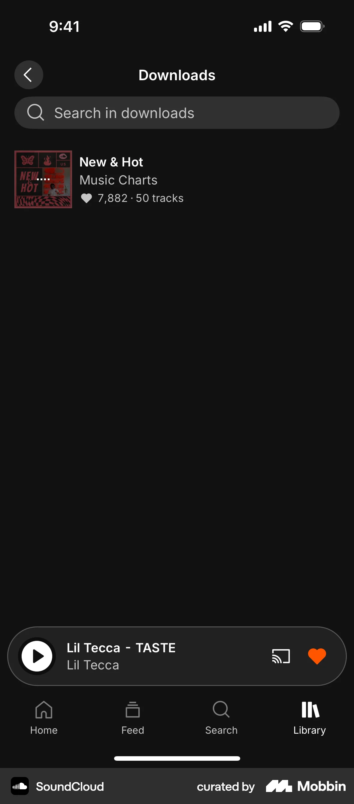 SoundCloud iOS Downloads & Available Offline screen