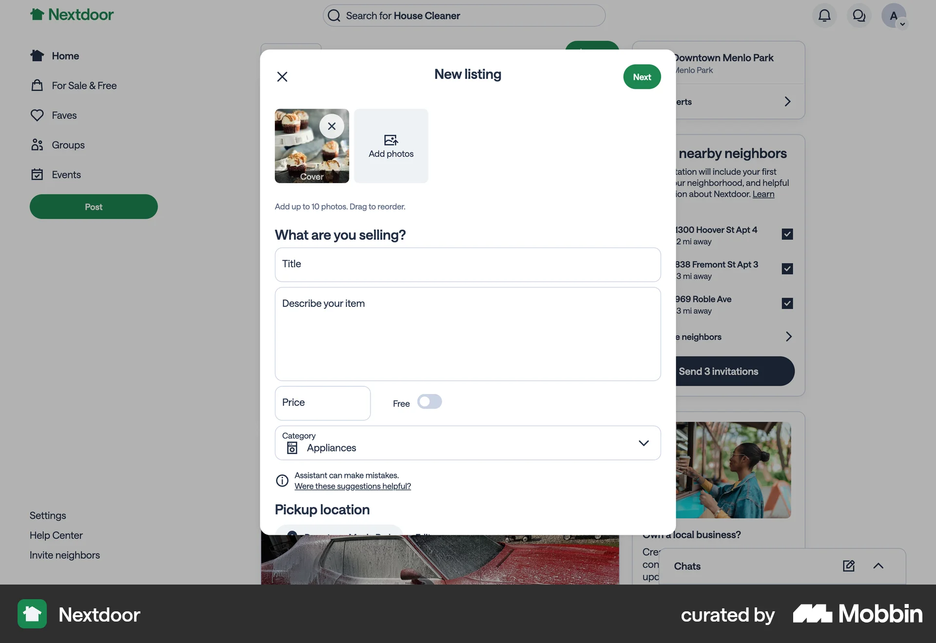 Nextdoor Web News App screen