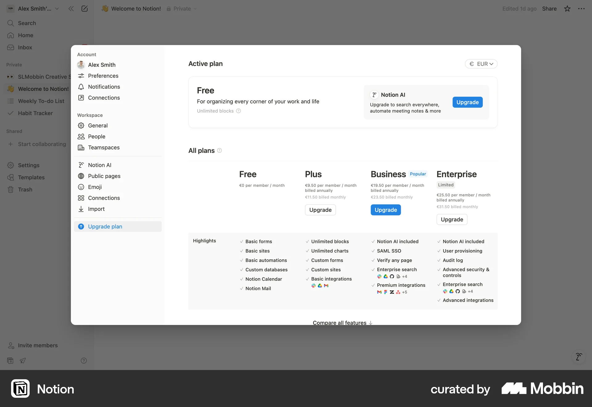 Notion Web Subscription & Paywall screen