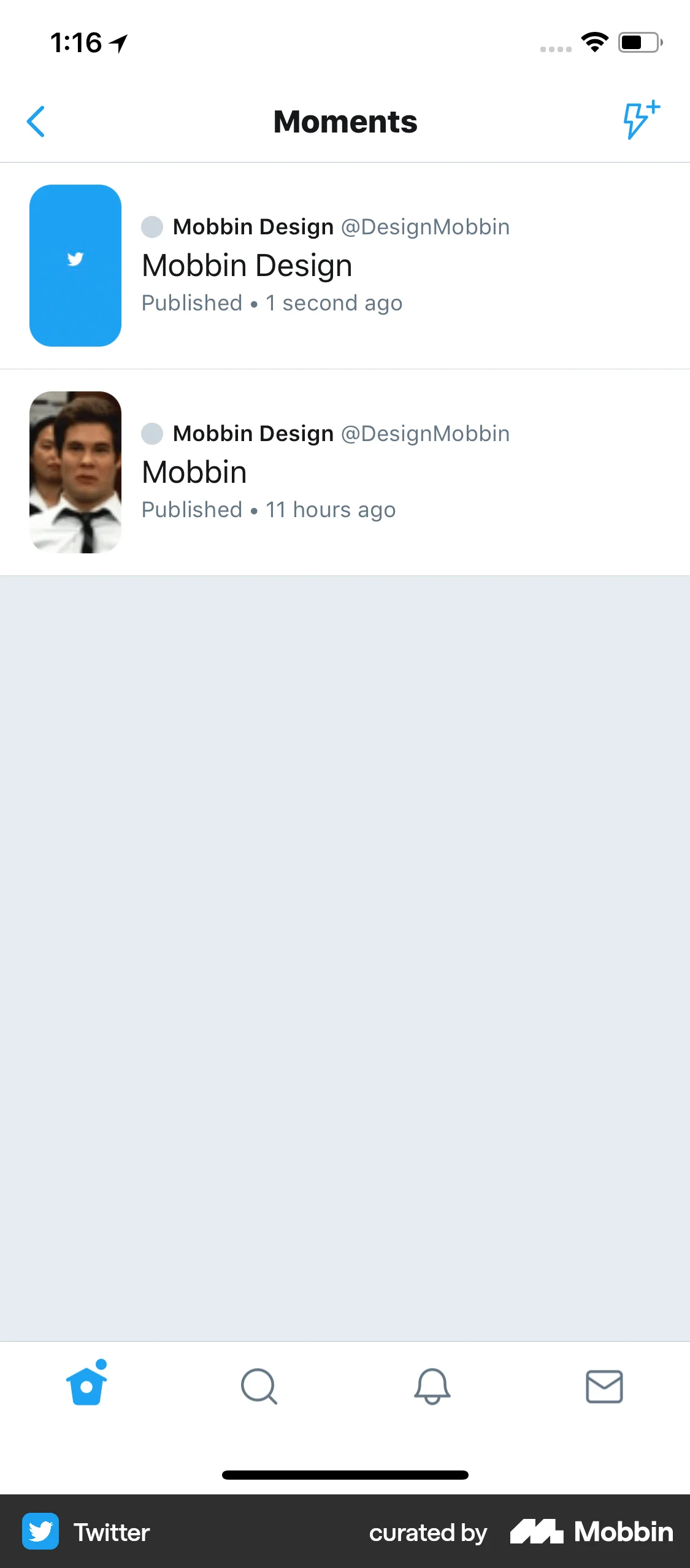 X iOS Stories screen