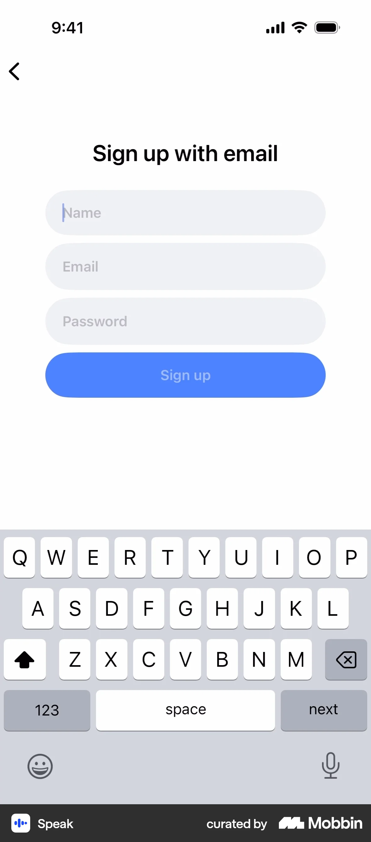 Speak Onboarding screen