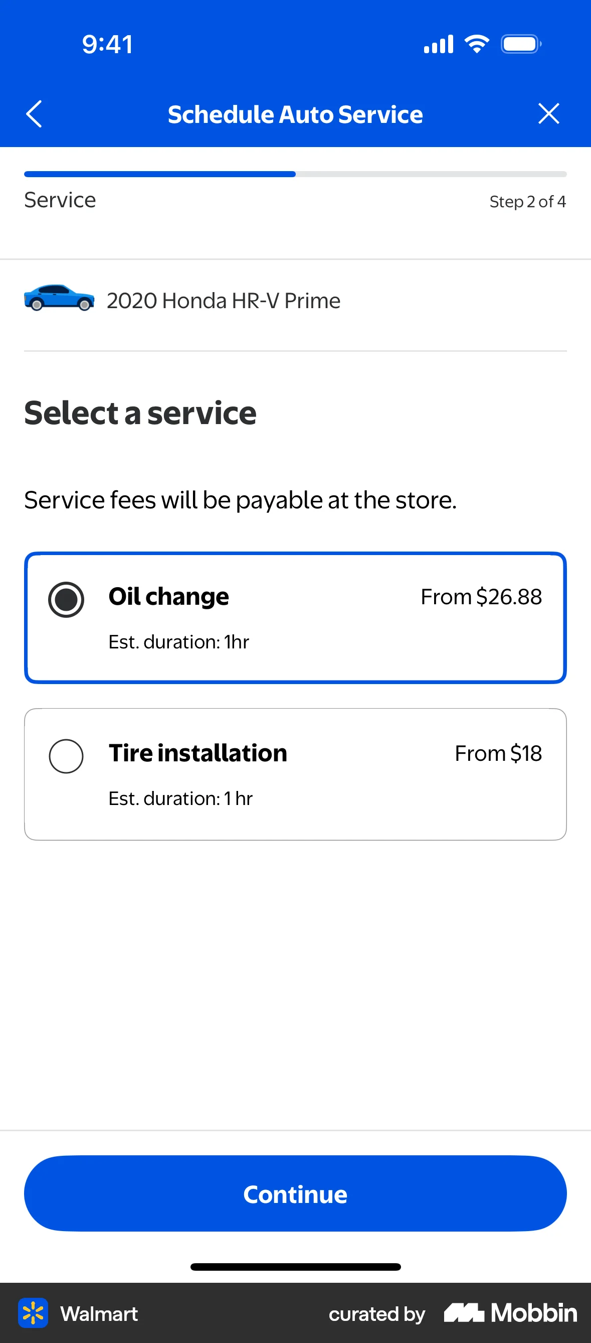 Walmart iOS Progress screen
