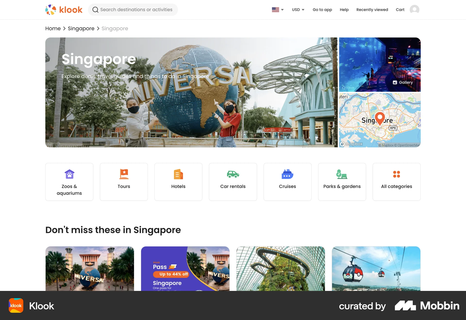 Klook Web screen containing Breadcrumbs UI element