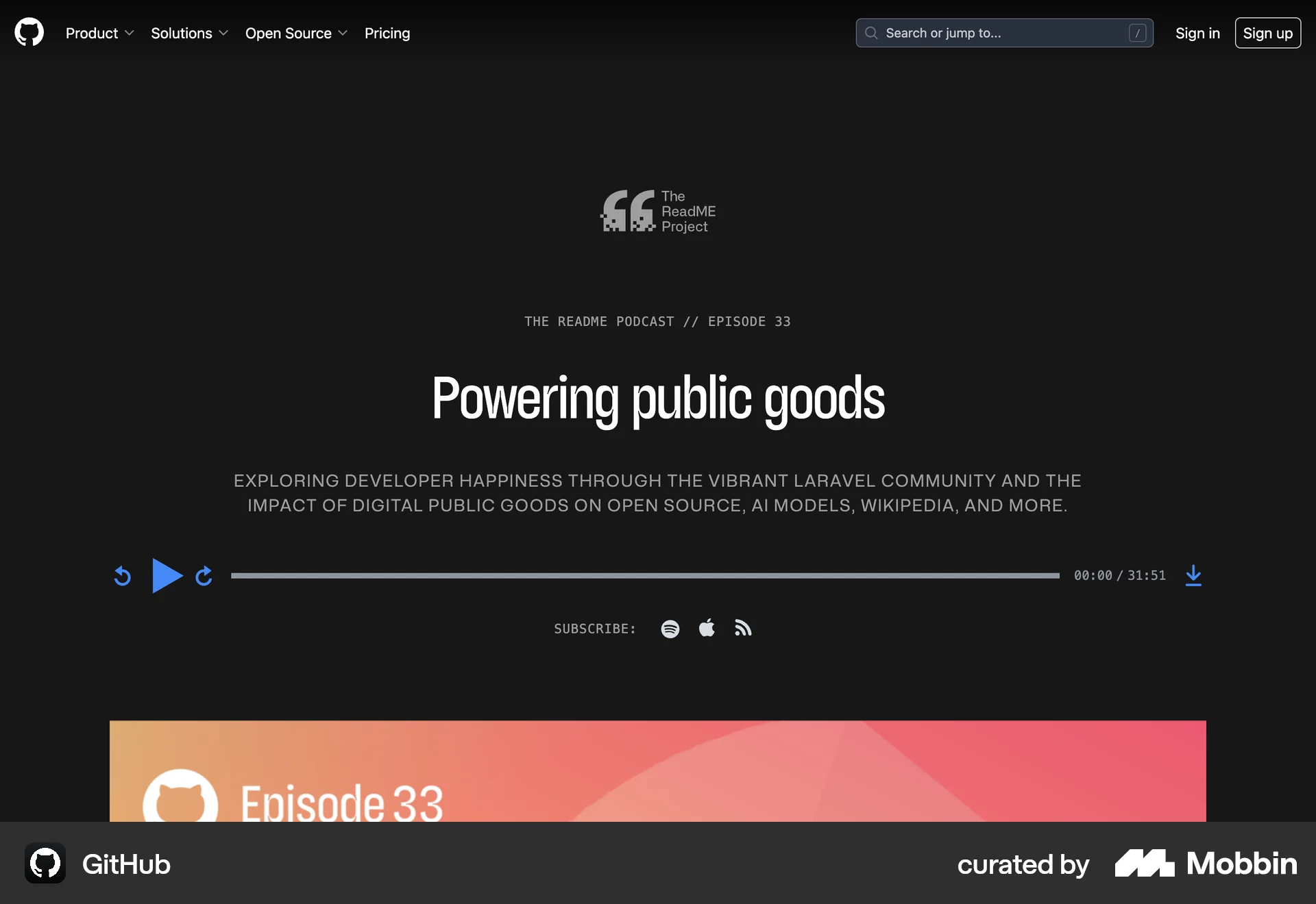 GitHub Web Song & Podcast Detail screen