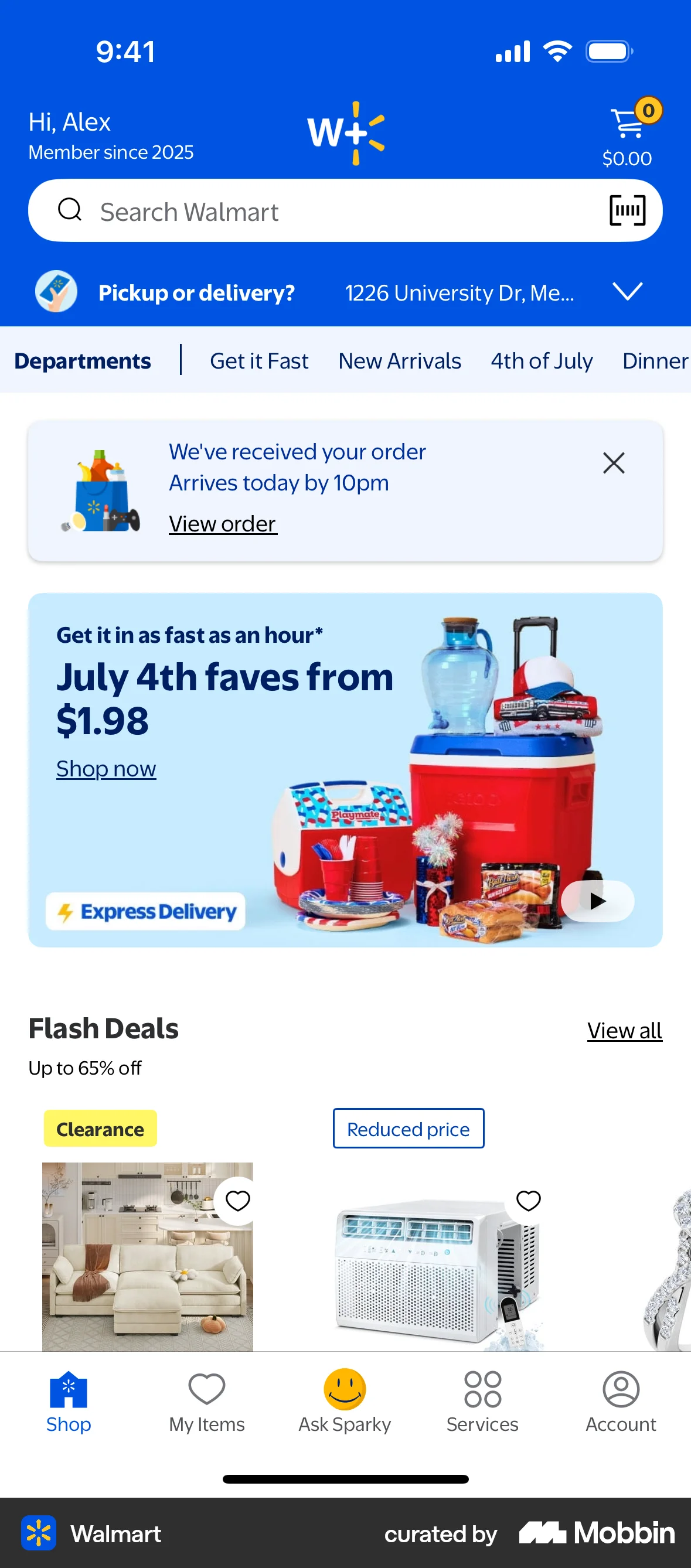 Walmart iOS screen containing Banner UI element