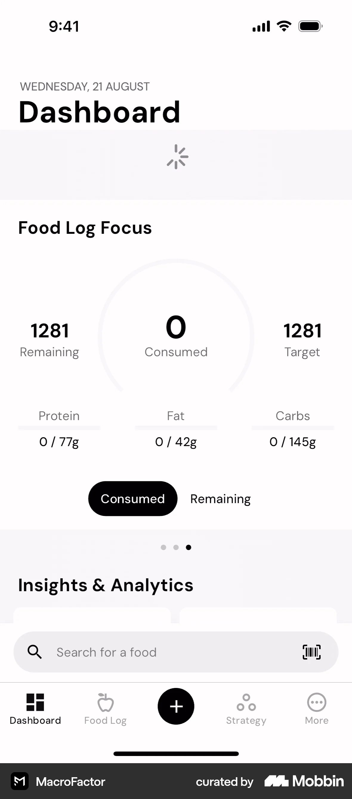 MacroFactor iOS Pull to Refresh screen