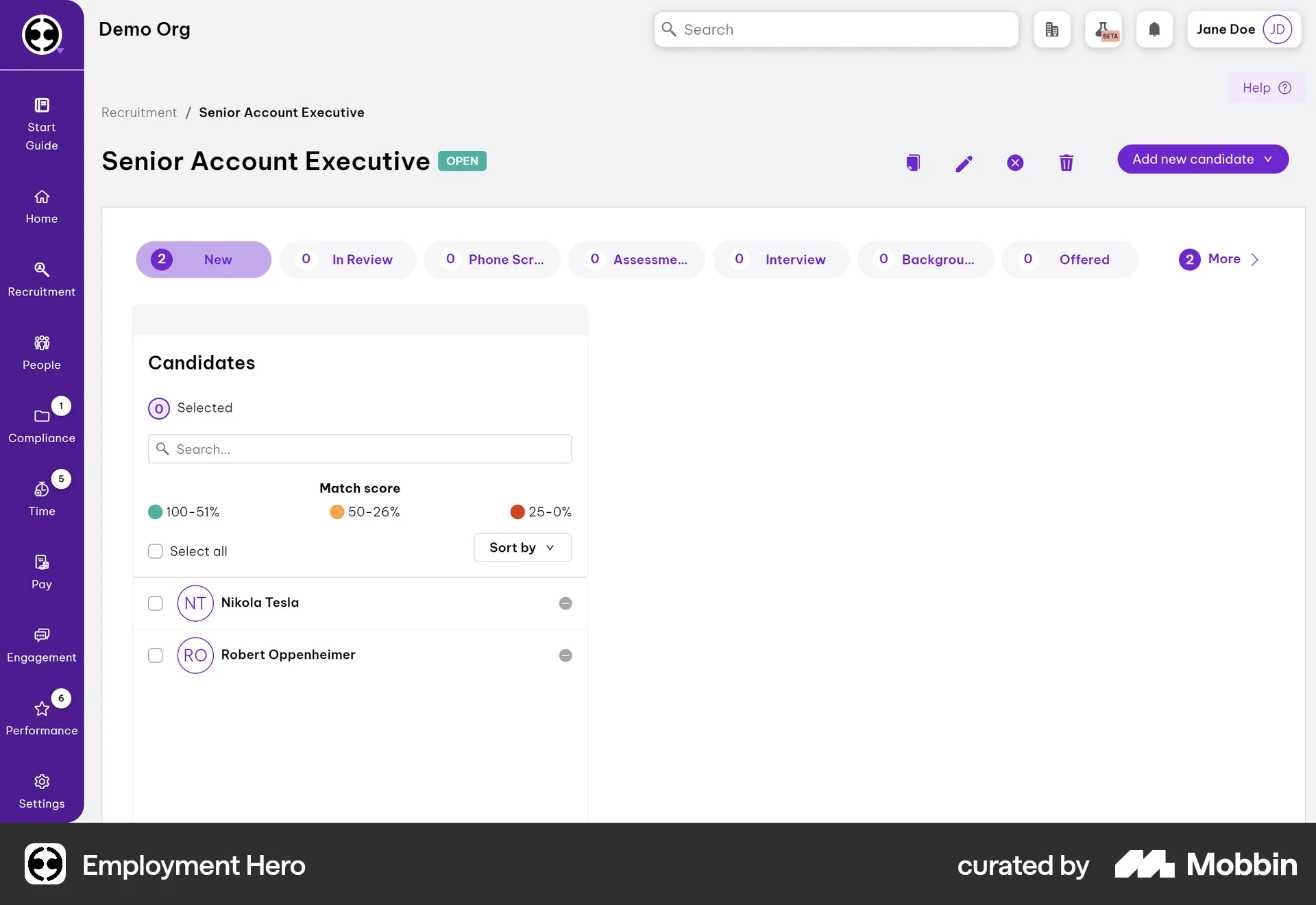 Employment Hero screen