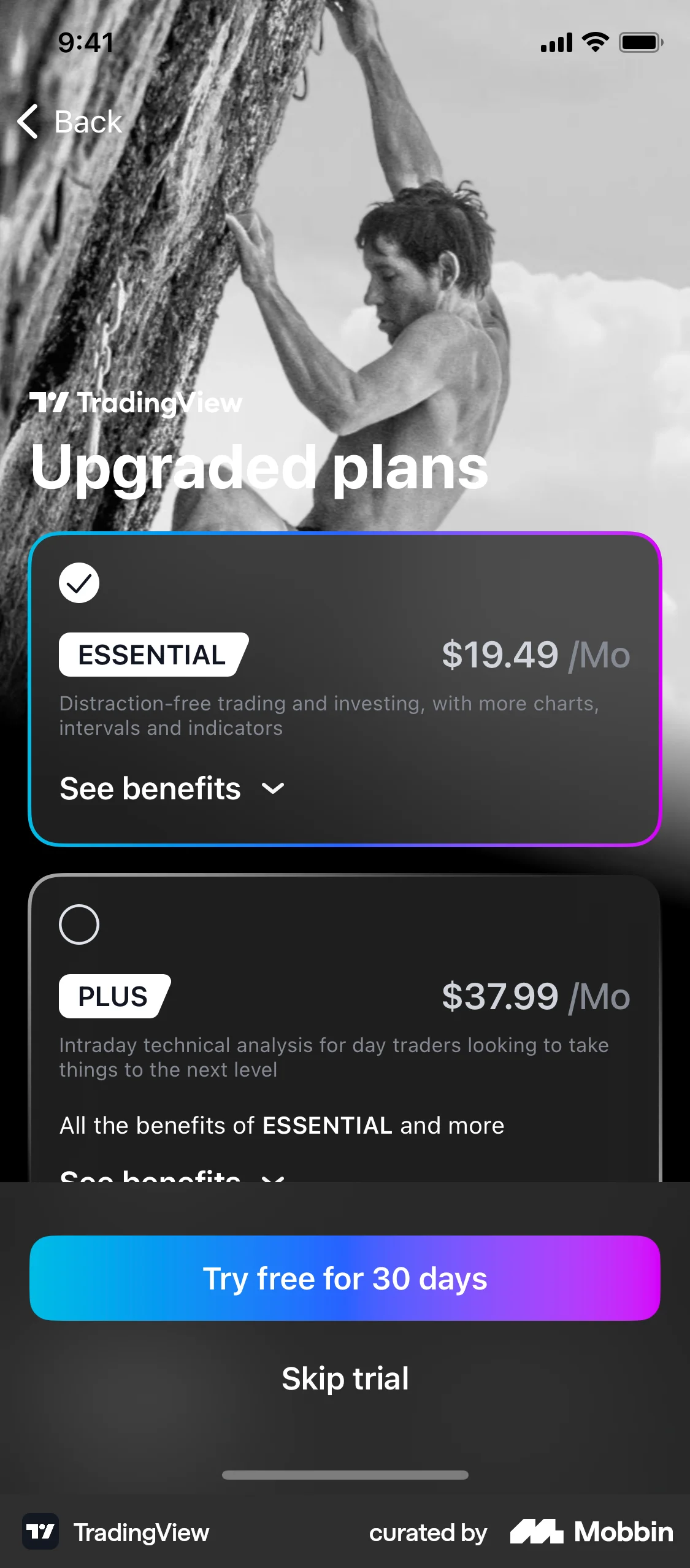 TradingView iOS Subscription & Paywall screen
