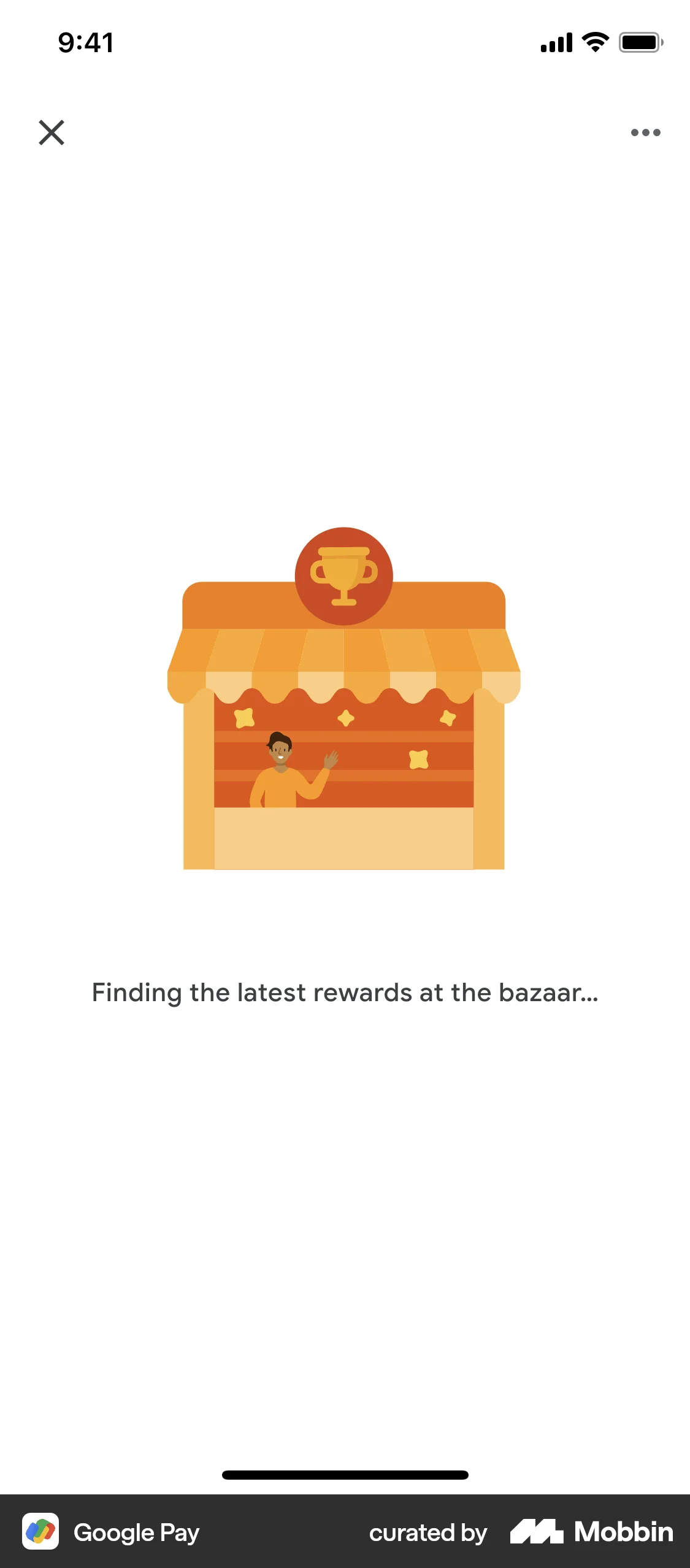 Google Pay iOS screen containing Loading Indicator UI element
