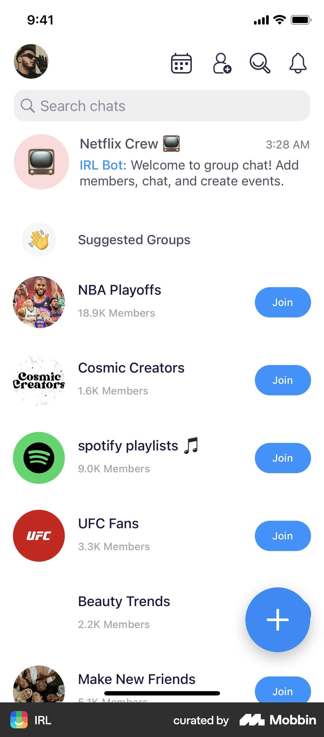 IRL iOS Social Feed screen