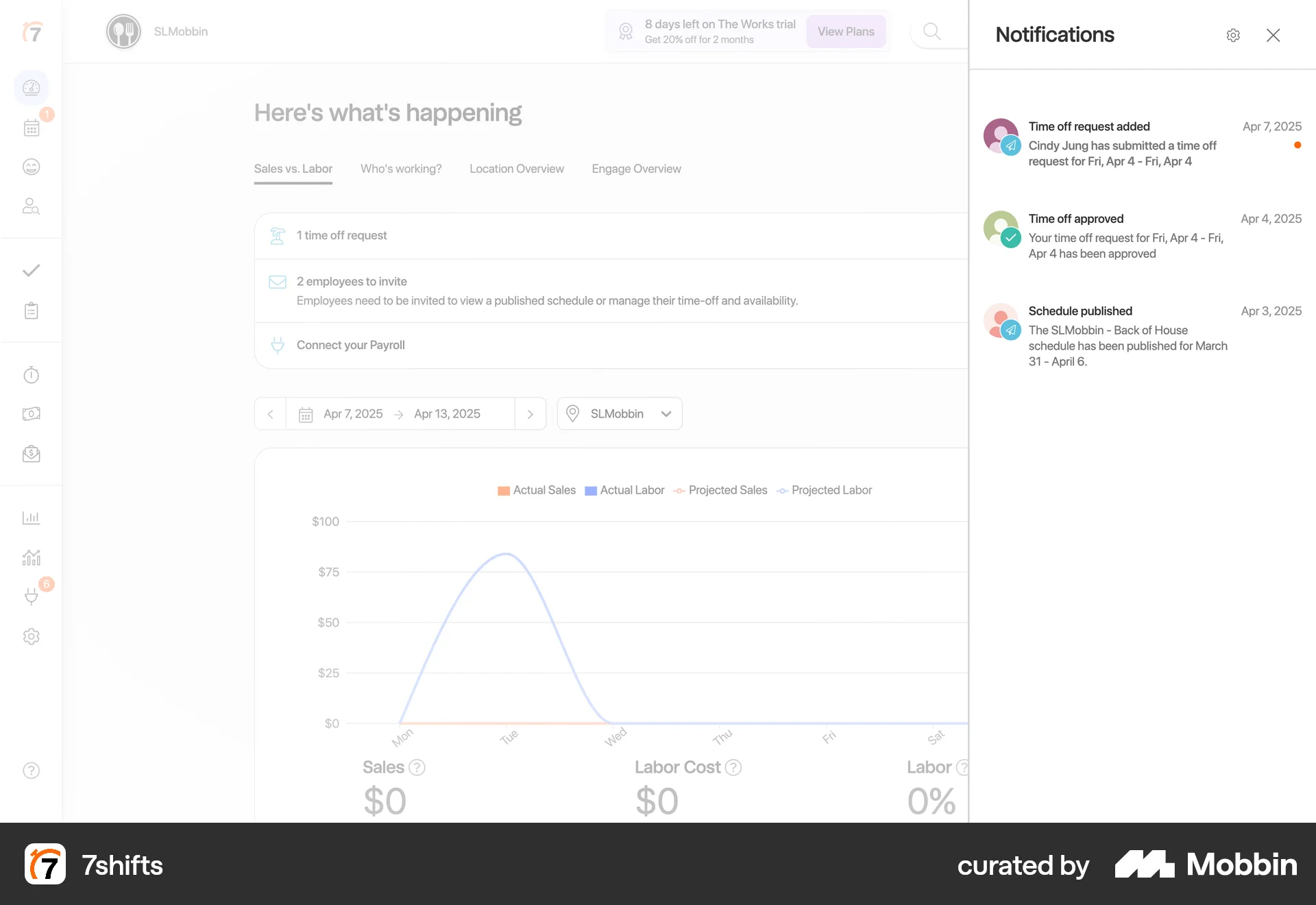 7shifts Web screen containing Status Dot UI element