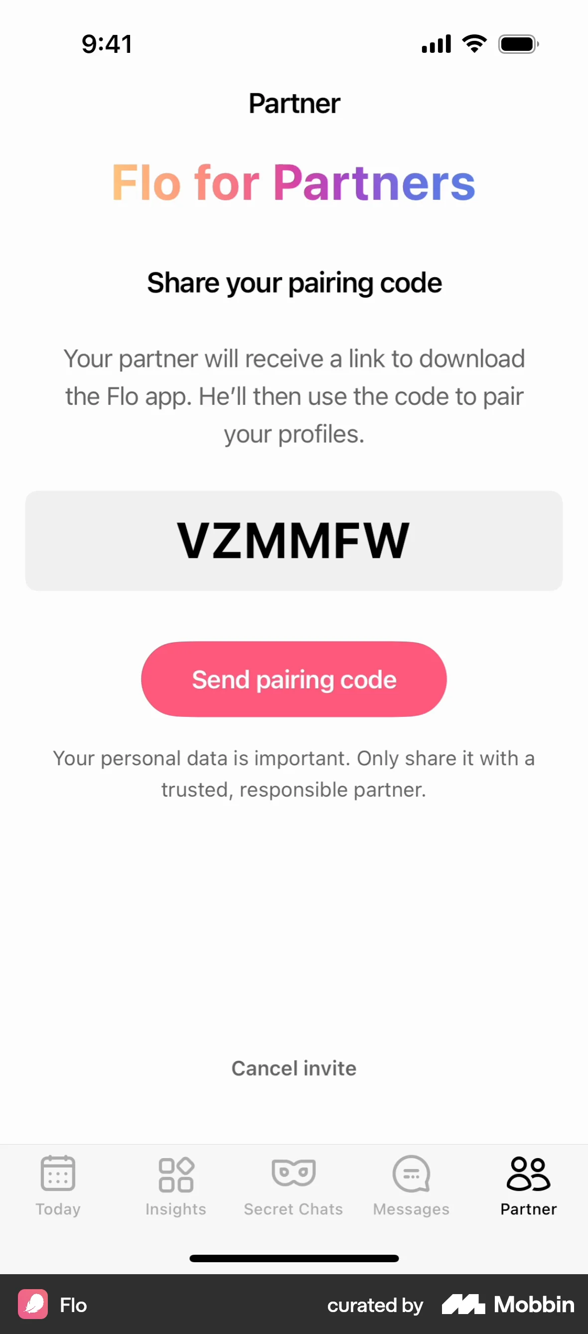 Flo iOS Invite Teammates screen