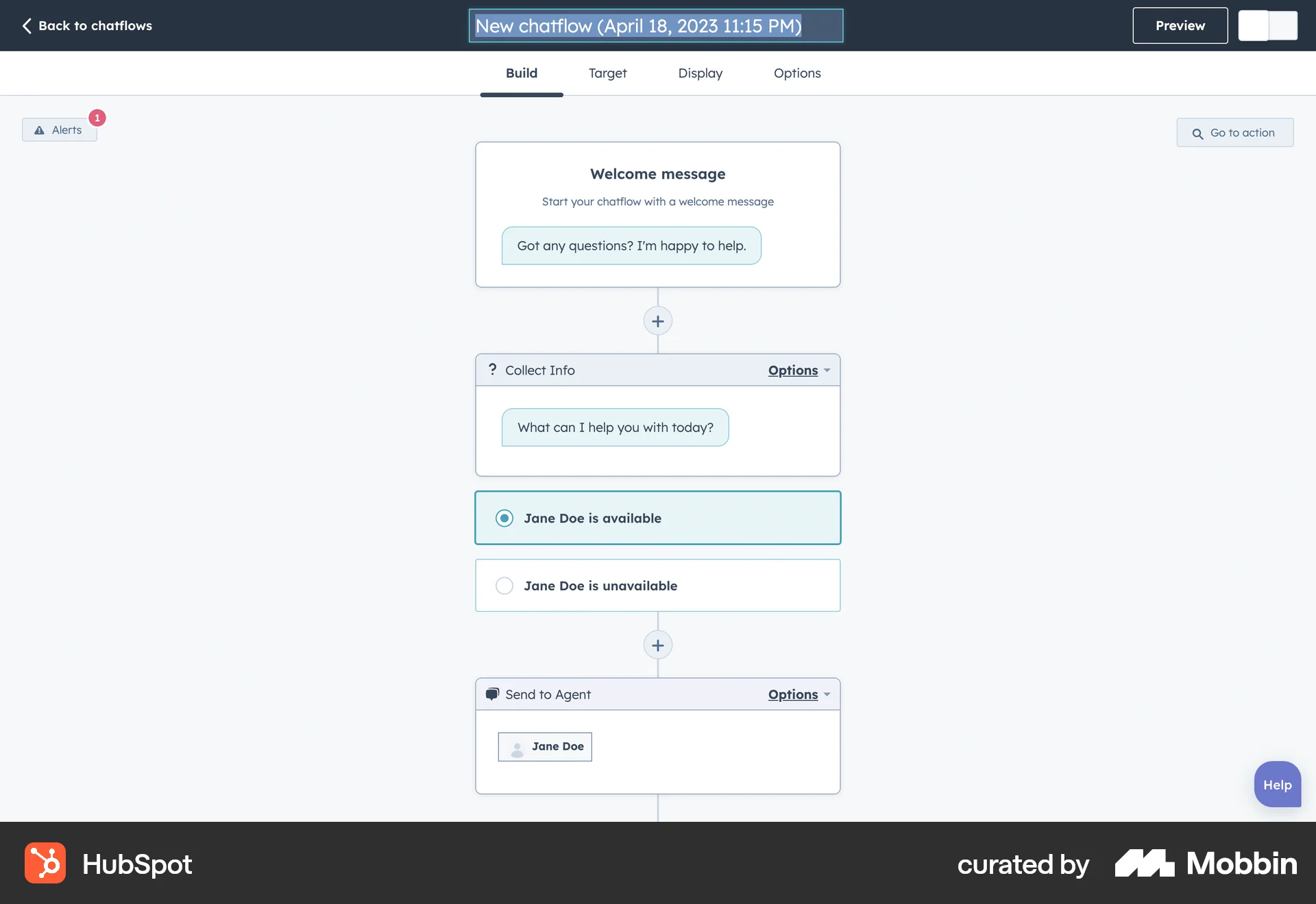 HubSpot Web screen containing Editable Text UI element