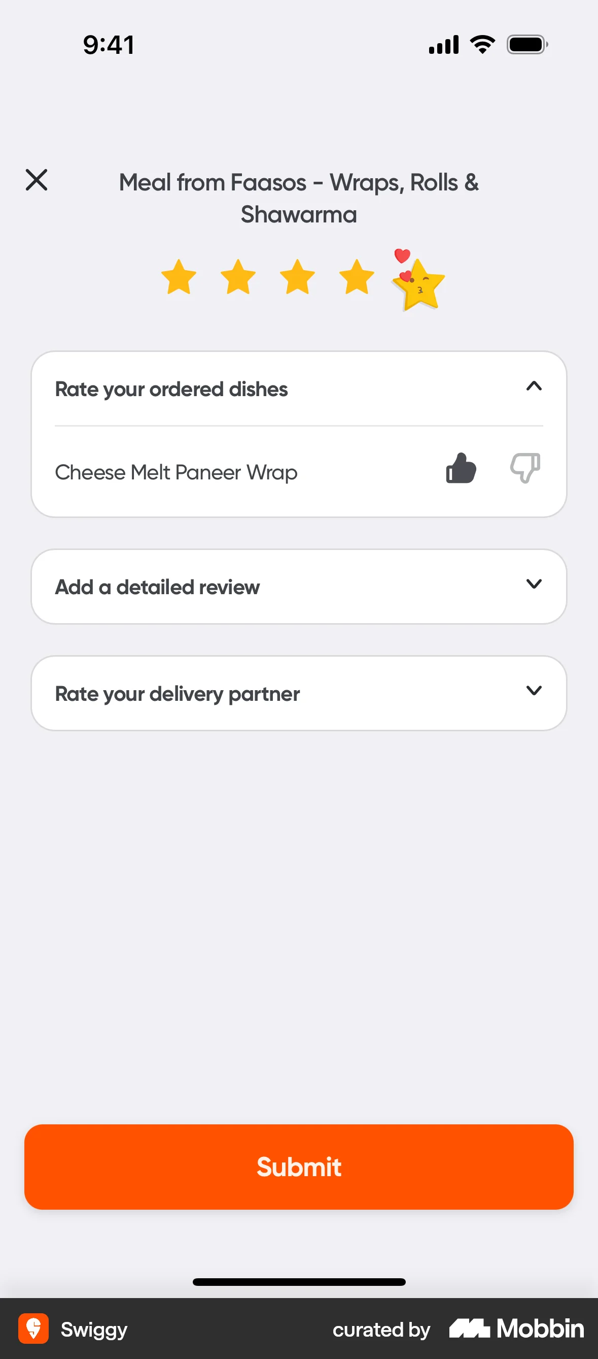 Swiggy iOS Reviews & Ratings screen