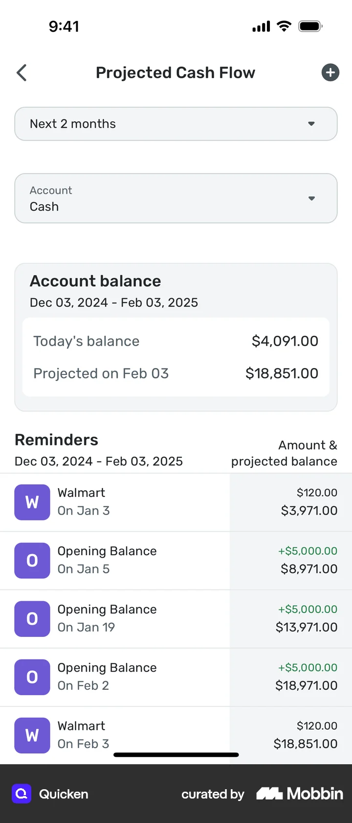 Mobile Table UI Screen Design Examples