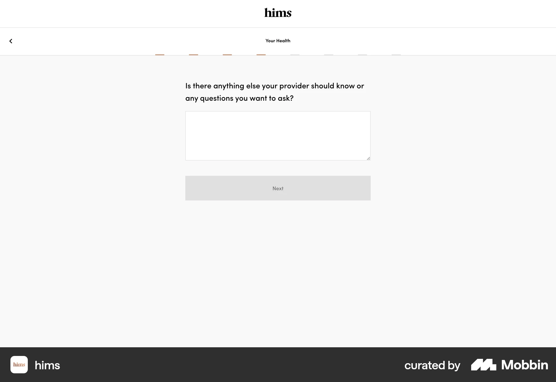 Hims Web Quiz screen