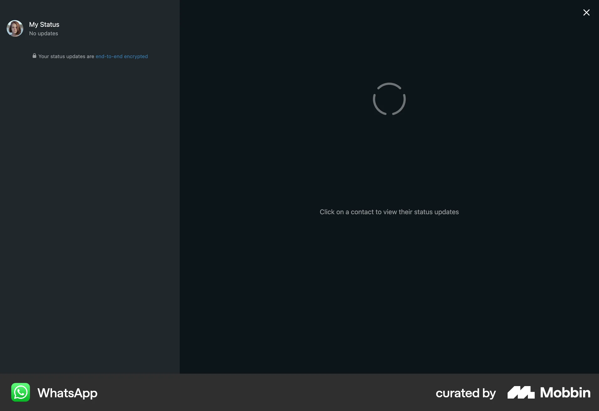 WhatsApp Web Stories screen