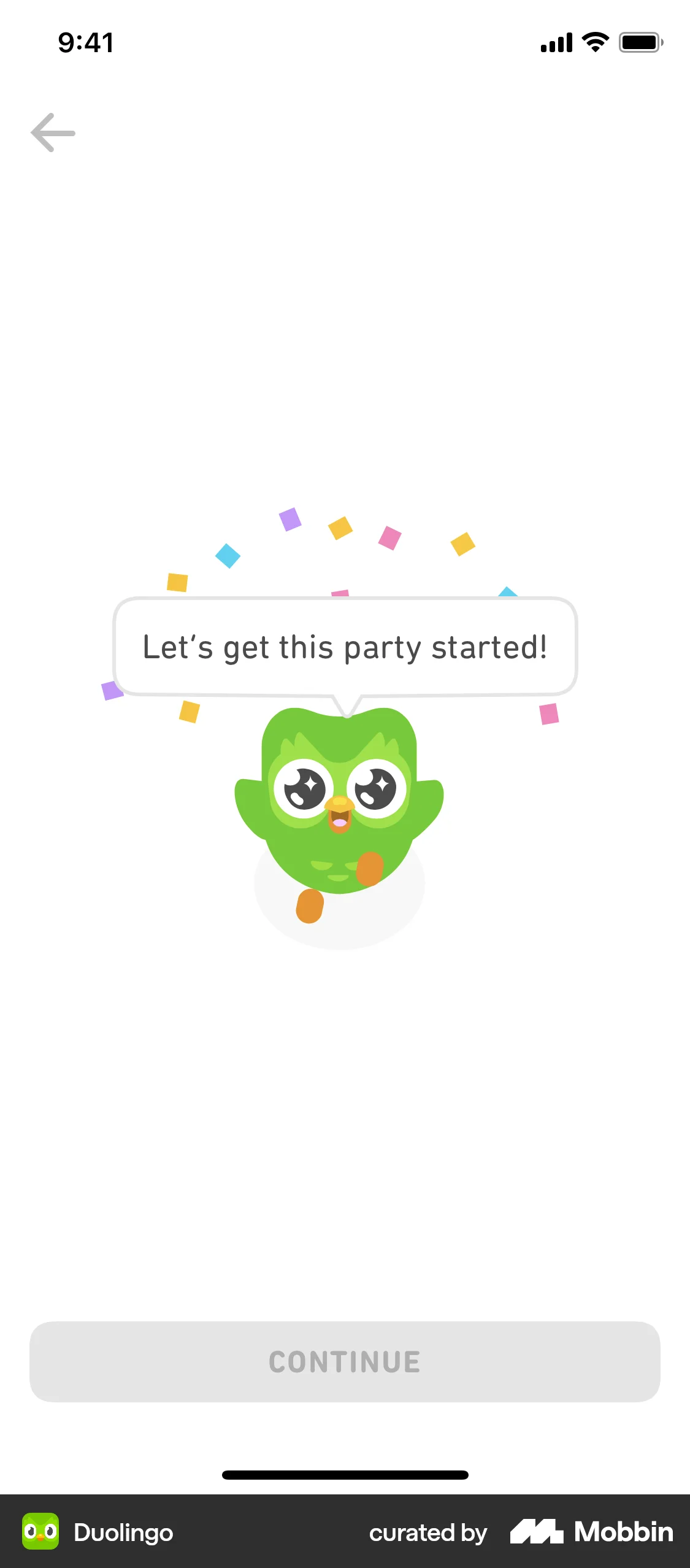 Duolingo iOS Confetti screen