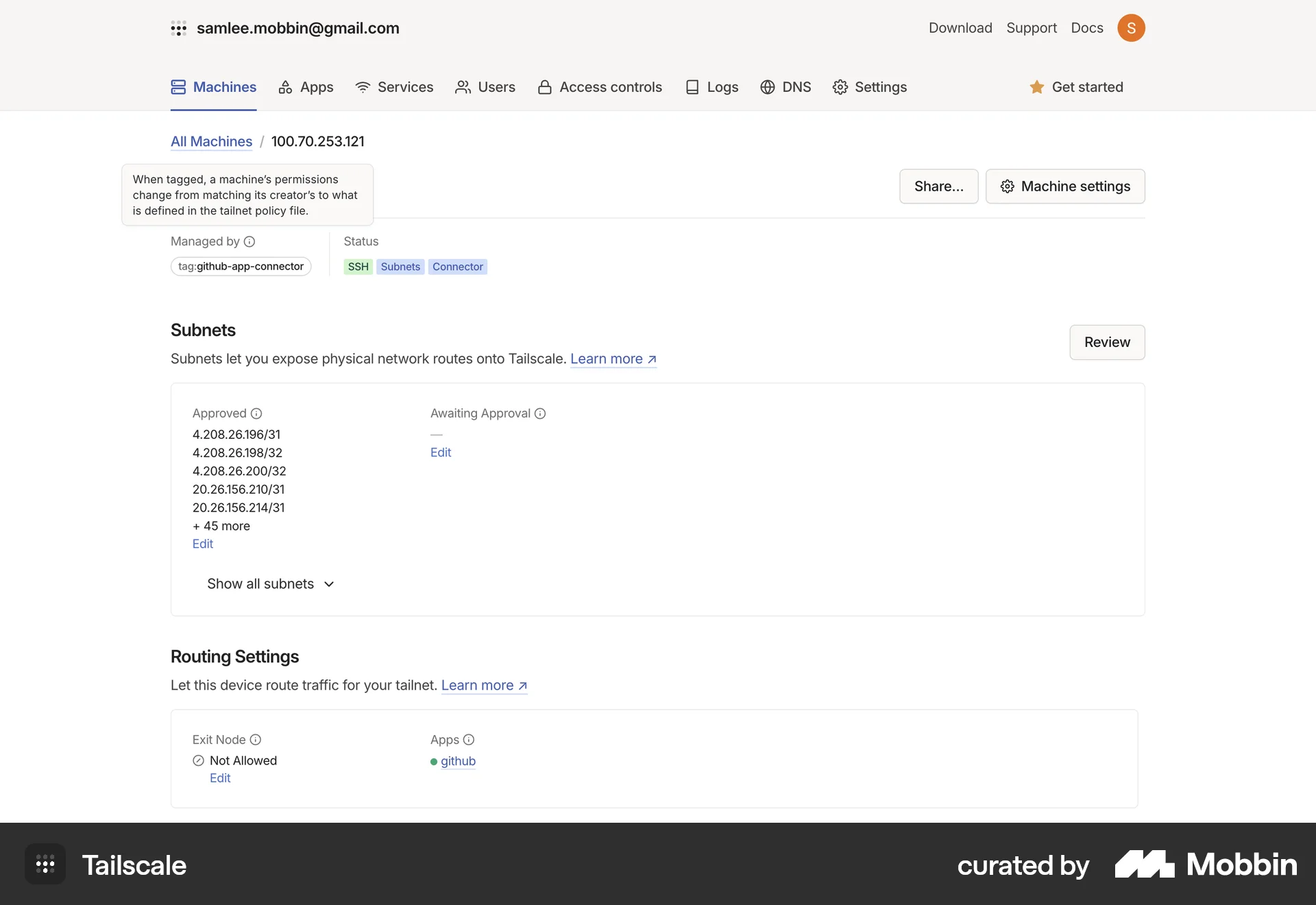 Tailscale Web Utilities App screen