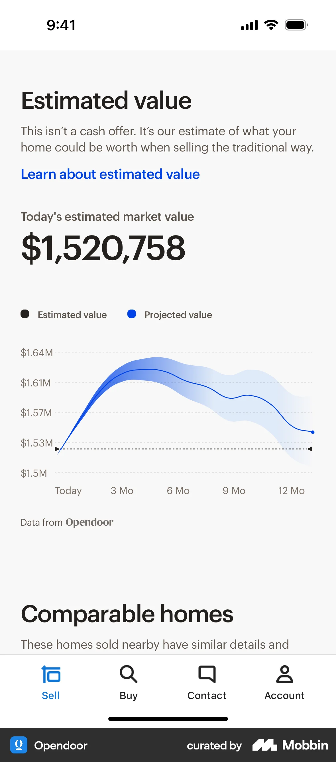 Opendoor iOS Graph UI Design screen