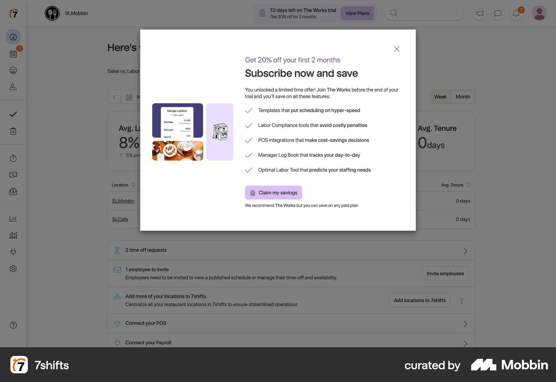 7shifts Web Promotions & Rewards screen