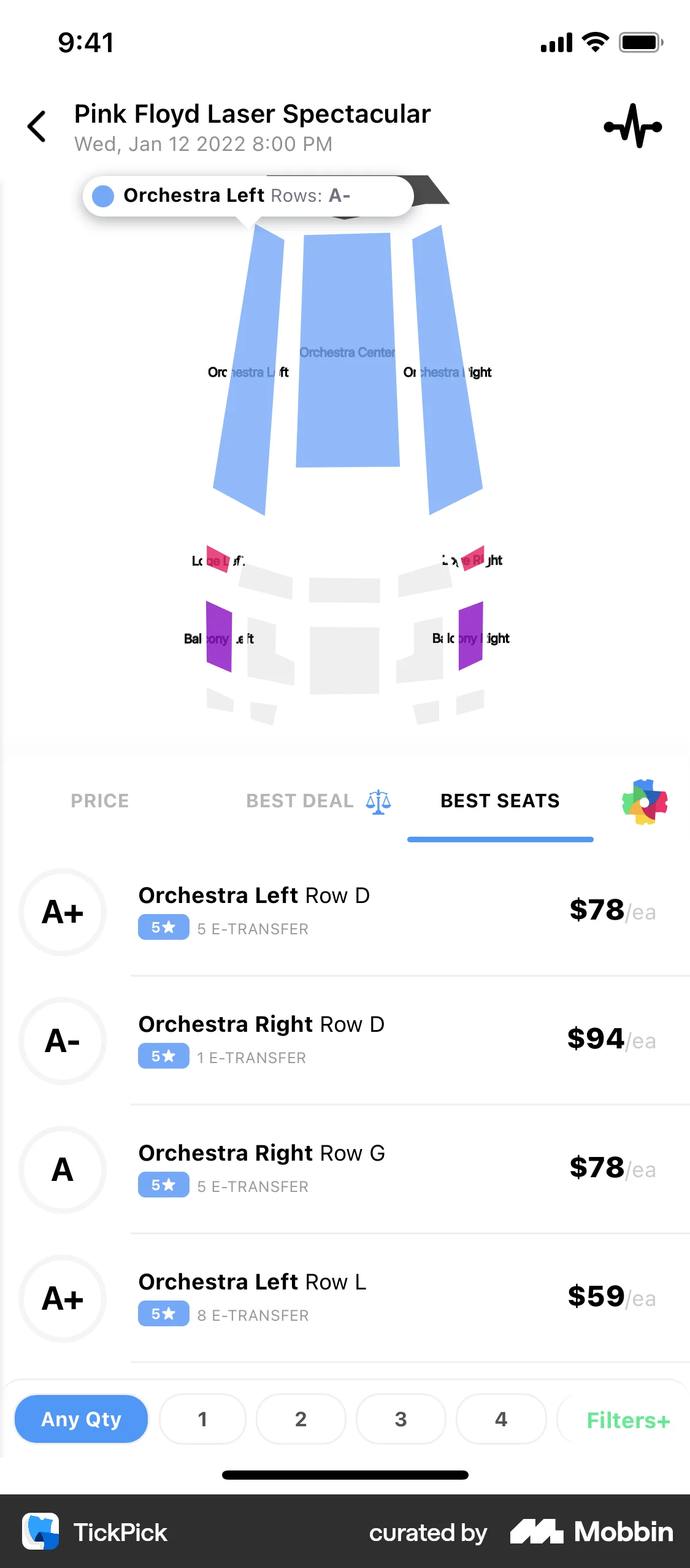 TickPick iOS Event Detail screen