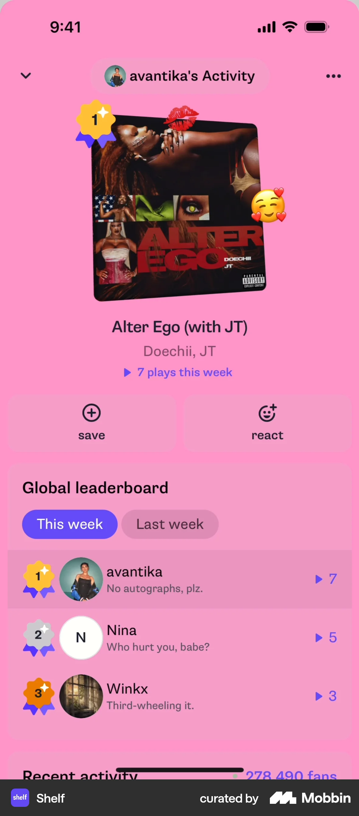 Shelf iOS Post Detail screen