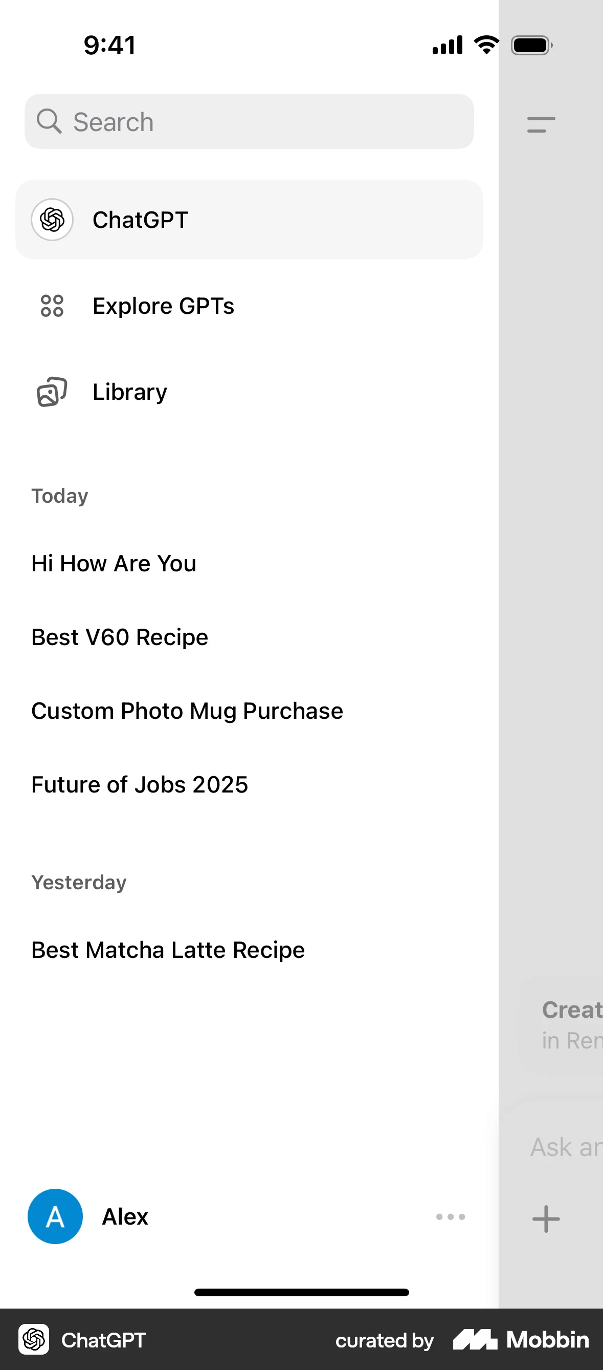 ChatGPT iOS Emails & Messages screen
