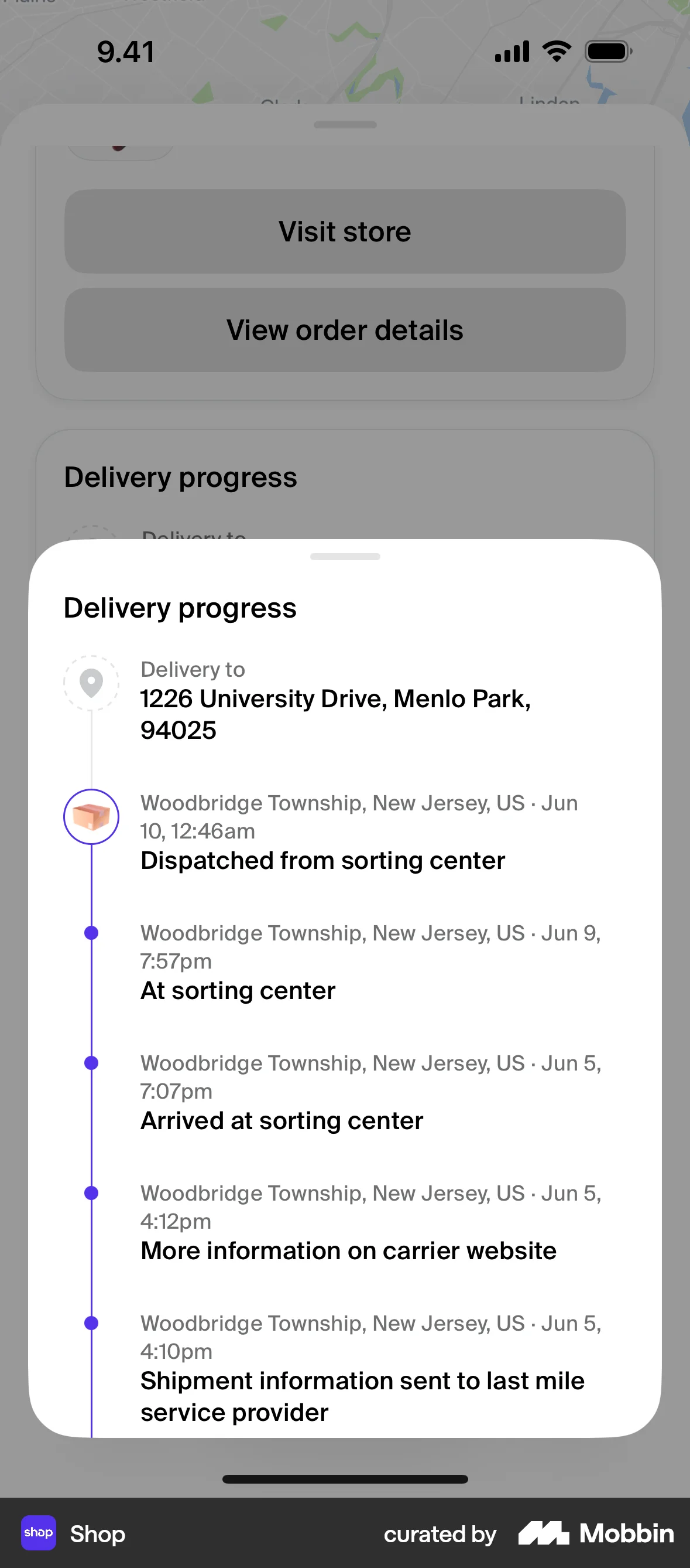 Shop iOS screen containing Progress Indicator UI element