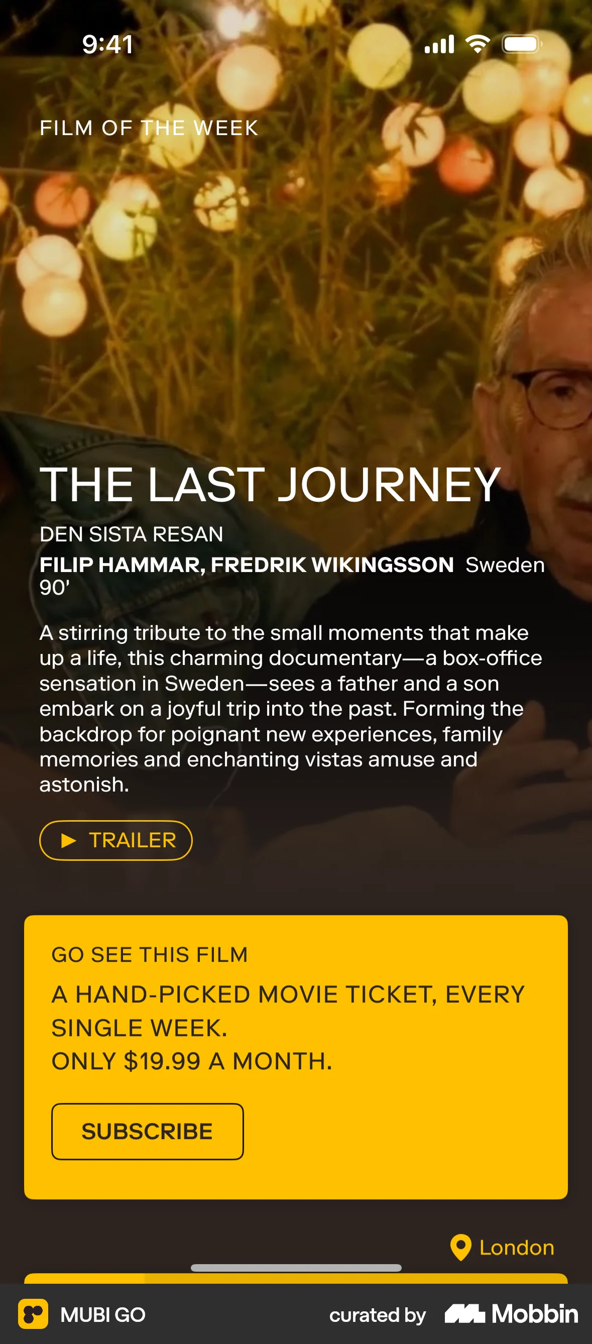 MUBI GO iOS TV Show & Movie Detail screen
