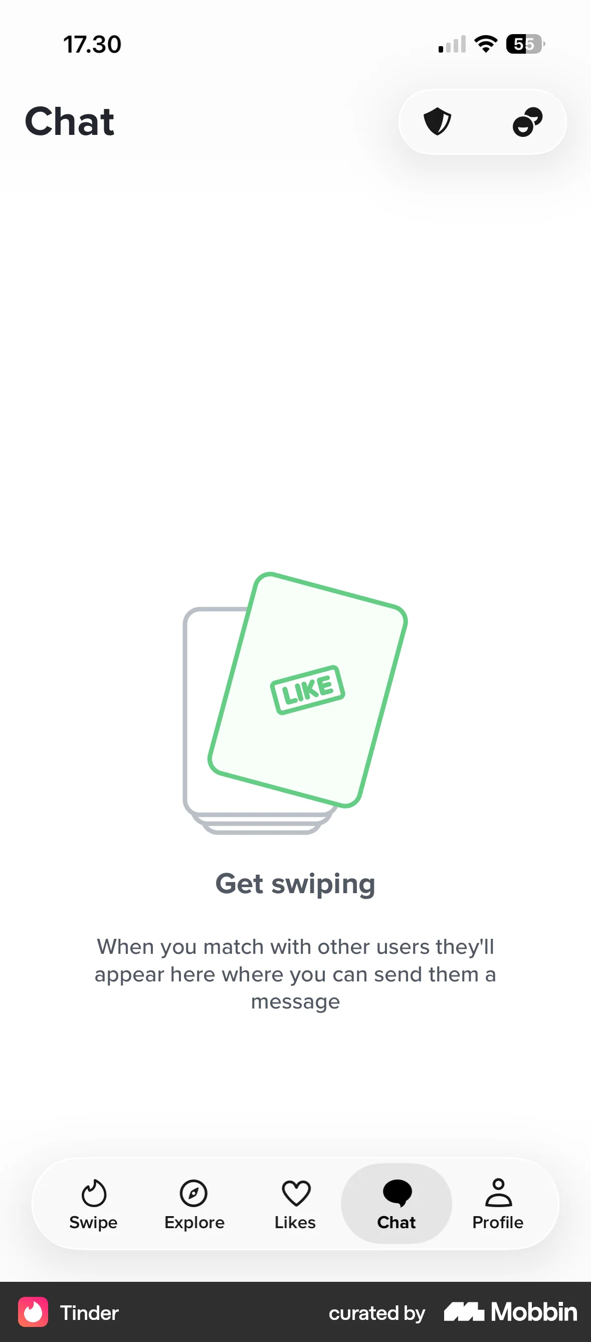 Tinder iOS Empty State screen