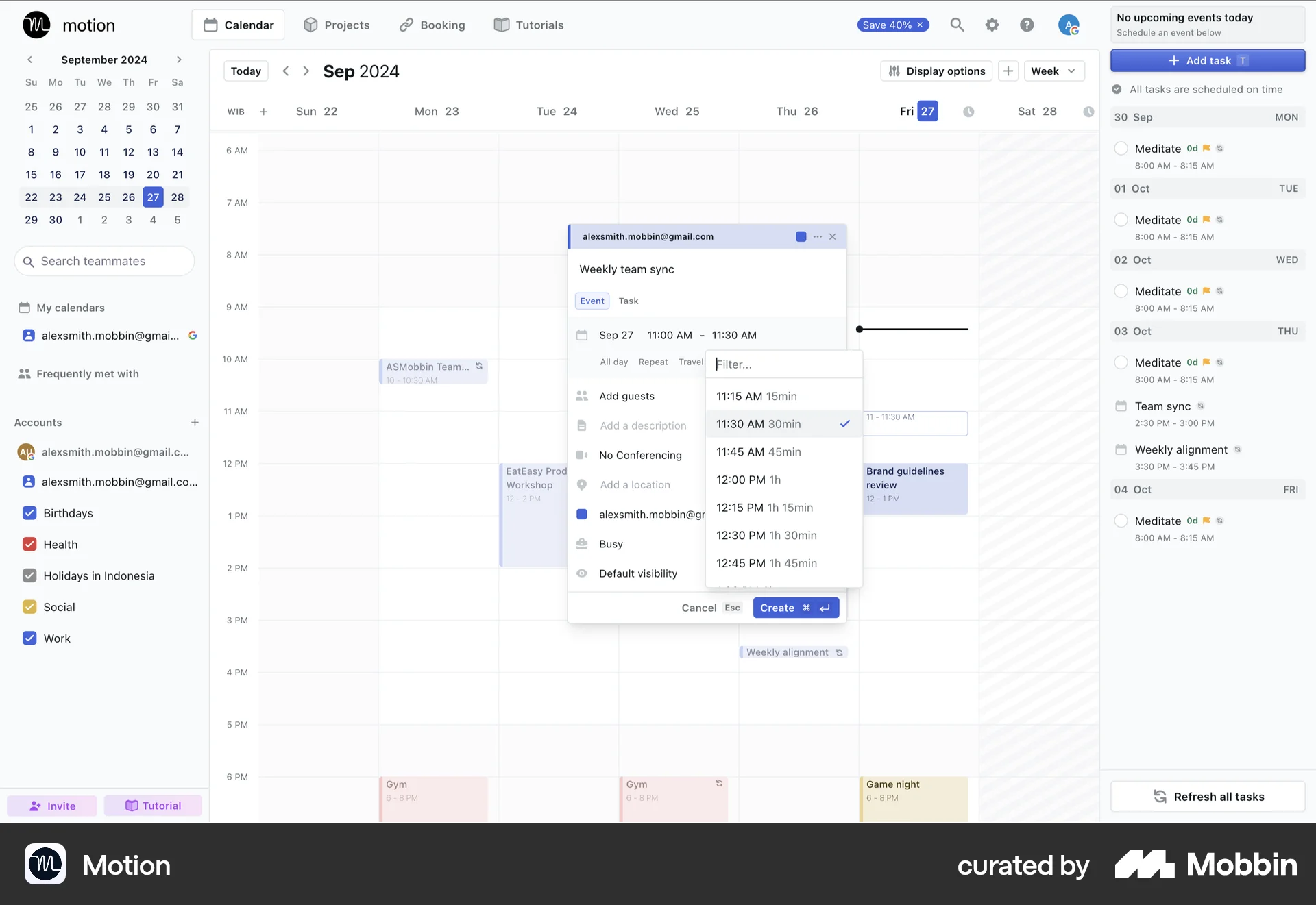 Motion Web screen containing Time Picker UI element
