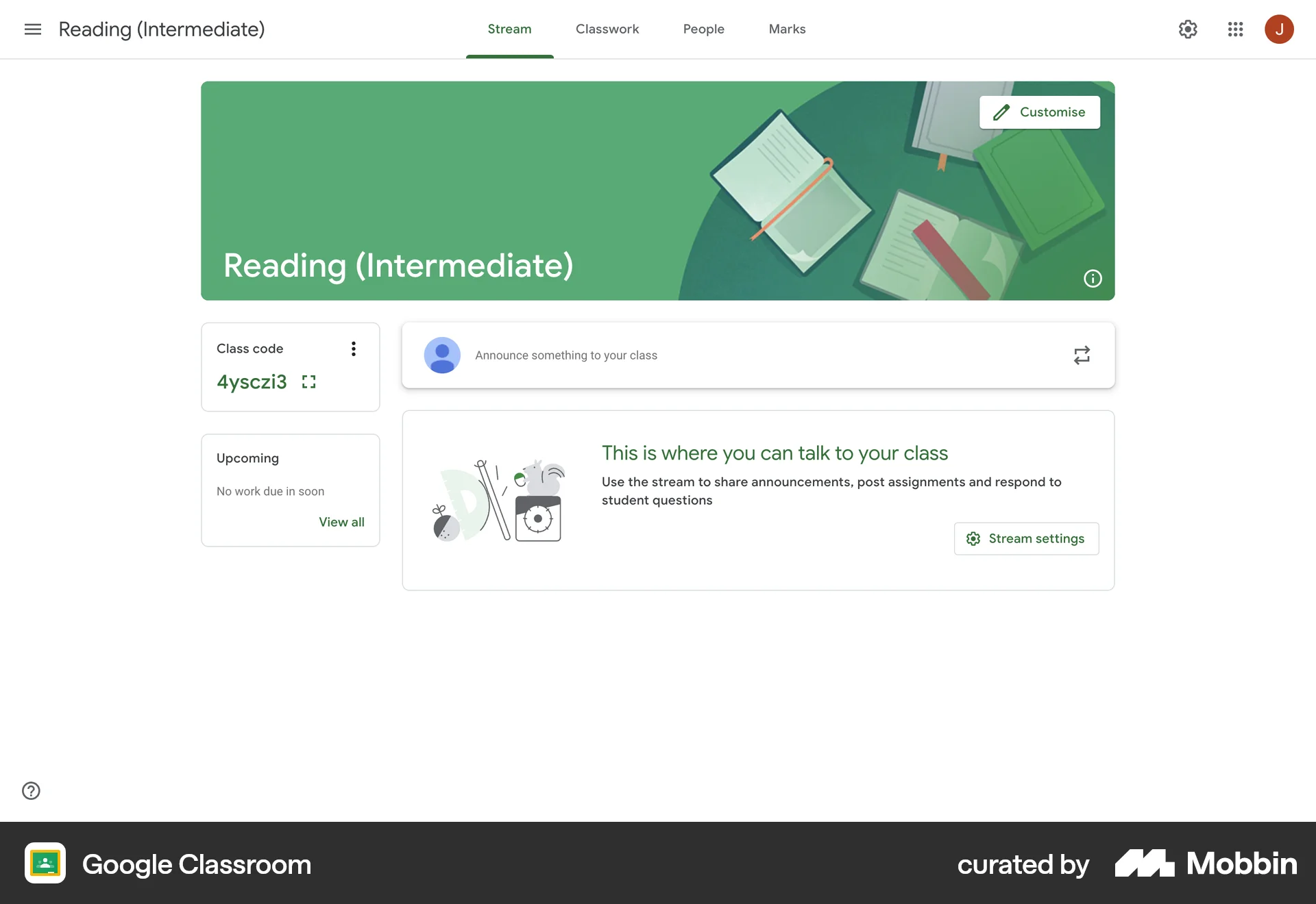 Google Classroom Web Class & Lesson Detail screen