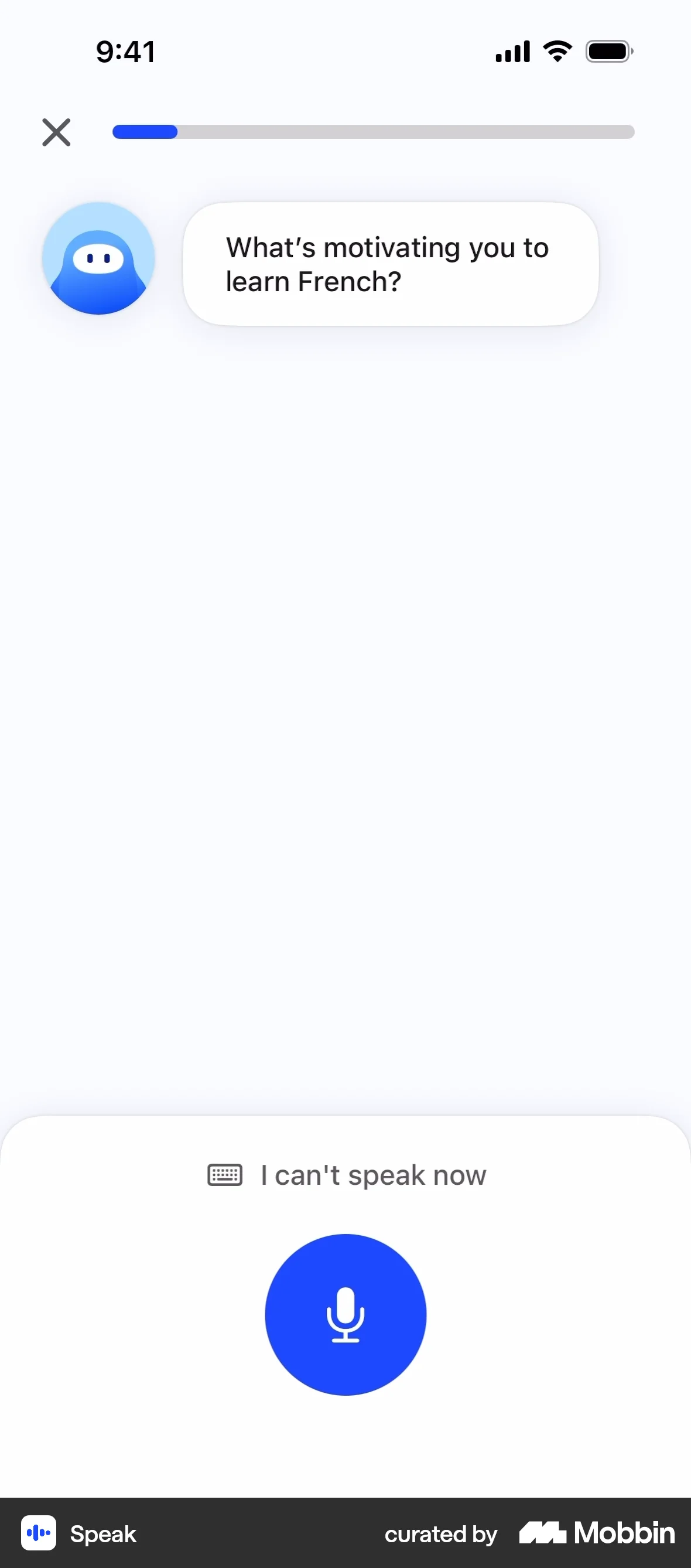 Speak Onboarding screen