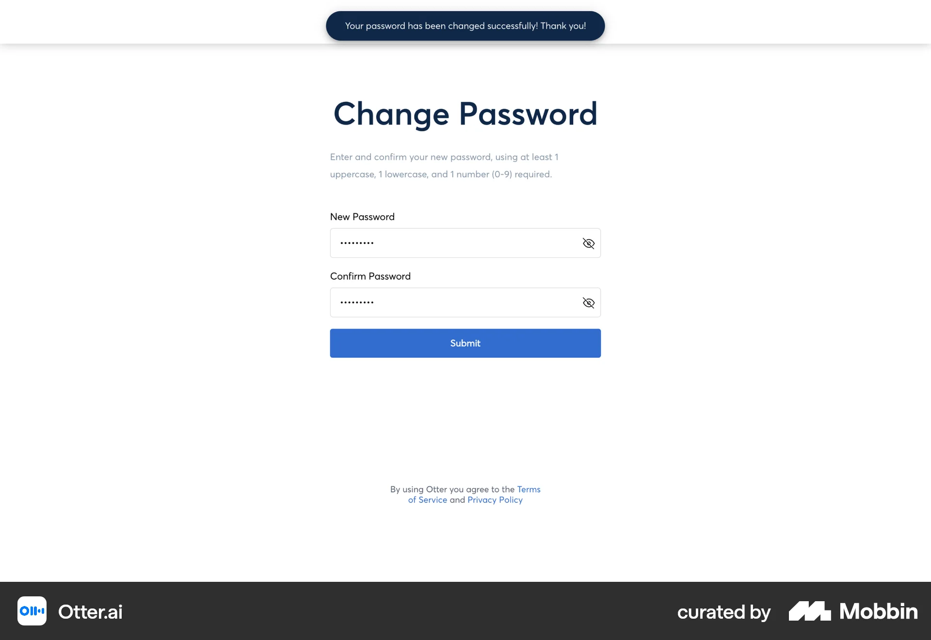 Otter.ai Web Forgot Password screen