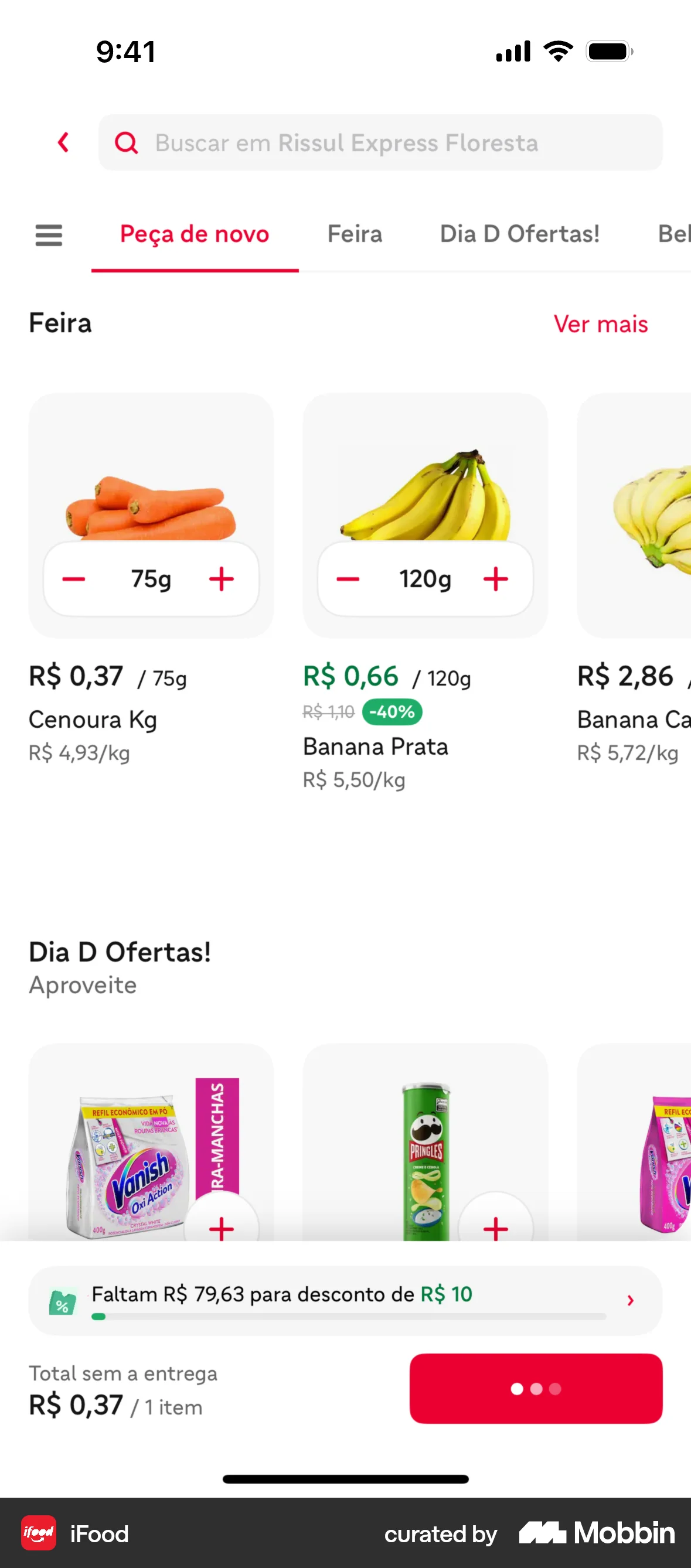iFood iOS screen containing Loading Indicator UI element