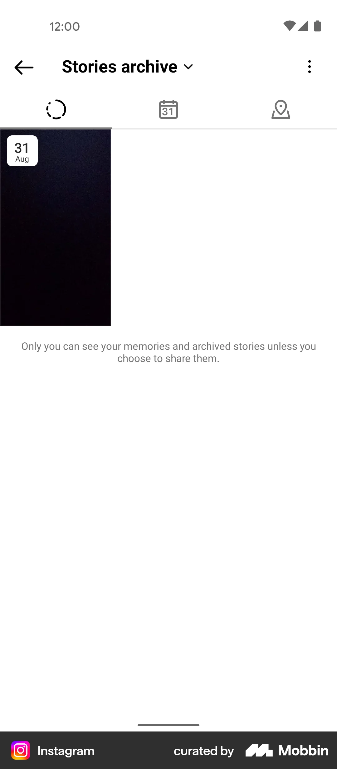 Instagram Android Trash & Archive screen