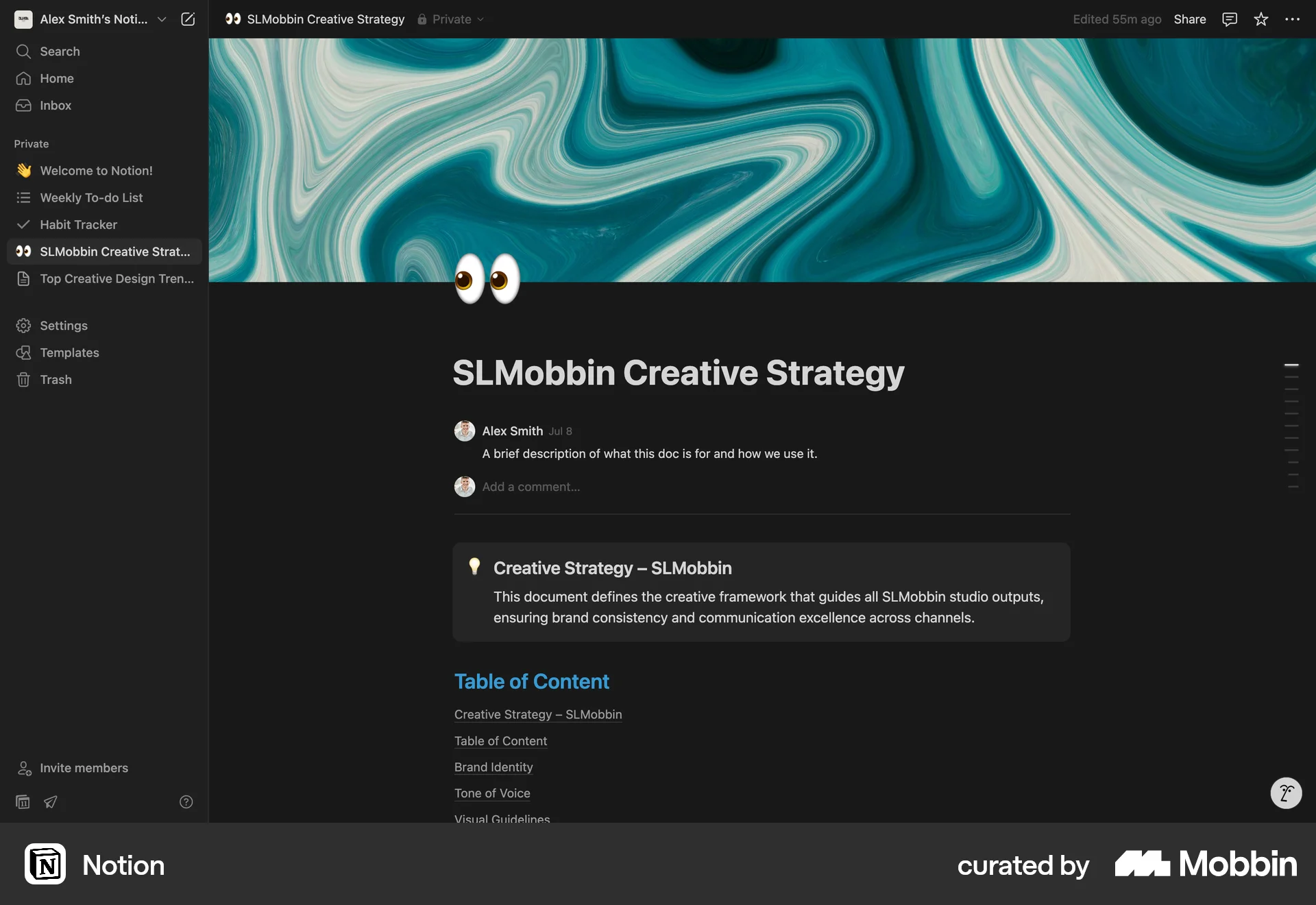 Notion Web Dark Mode screen
