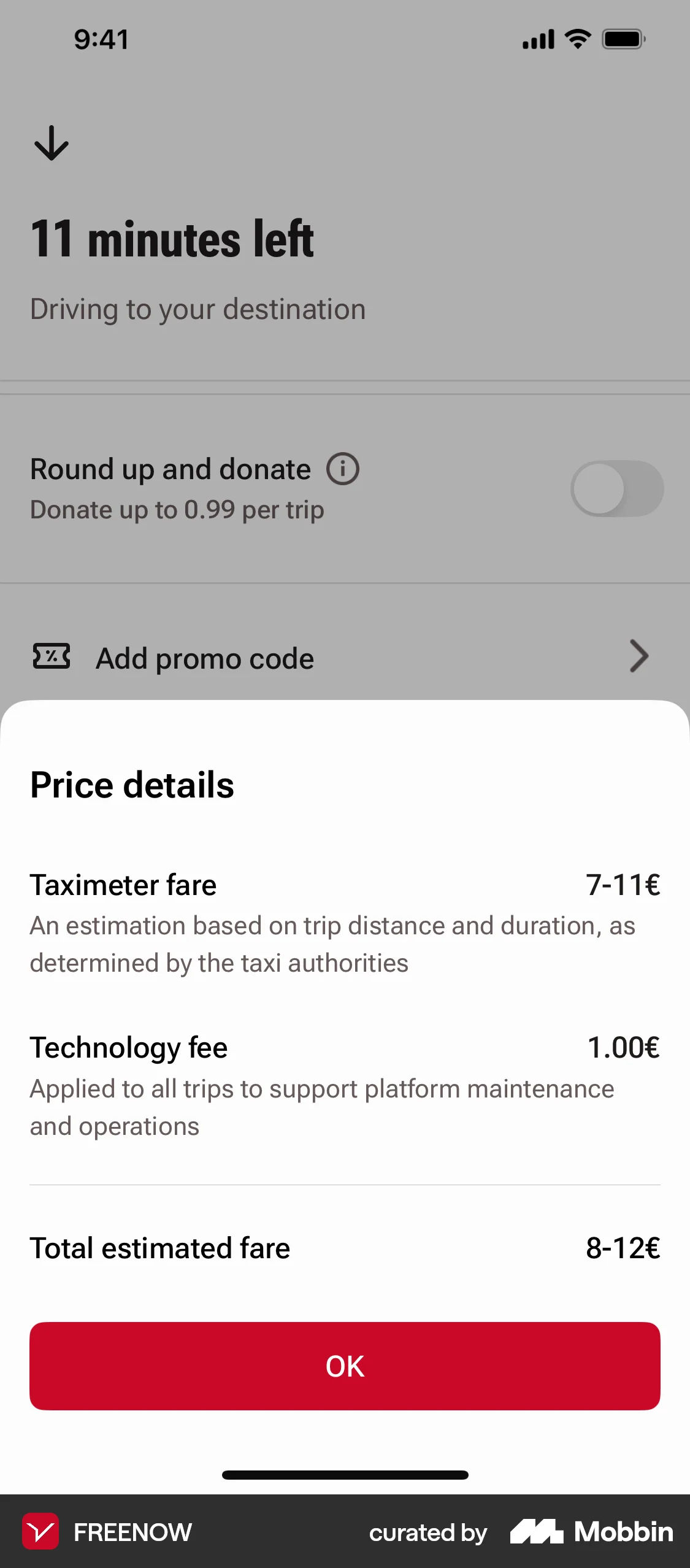 Freenow iOS screen containing Divider UI element