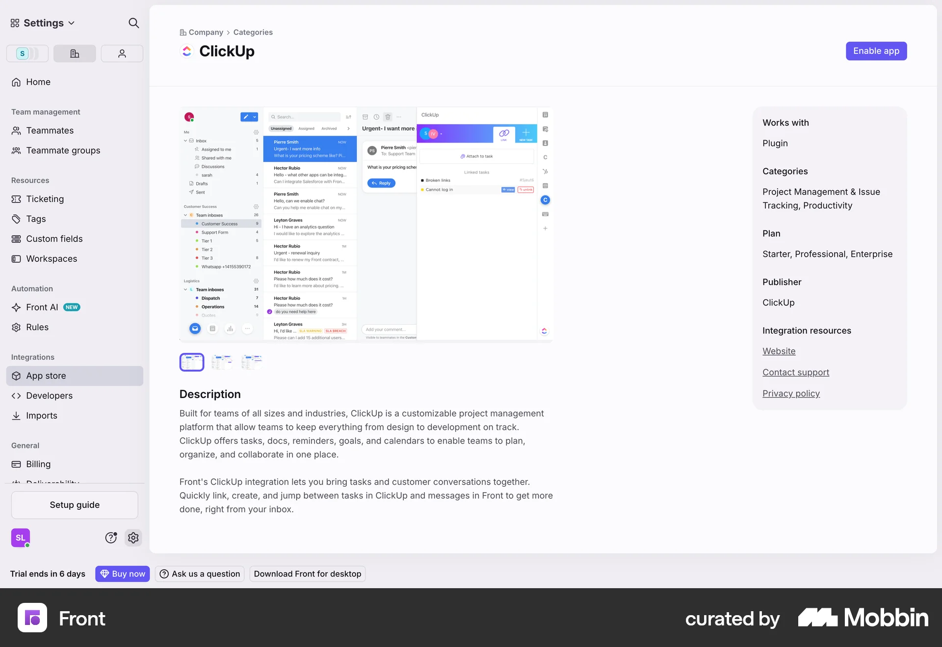 Front Web Other Content screen
