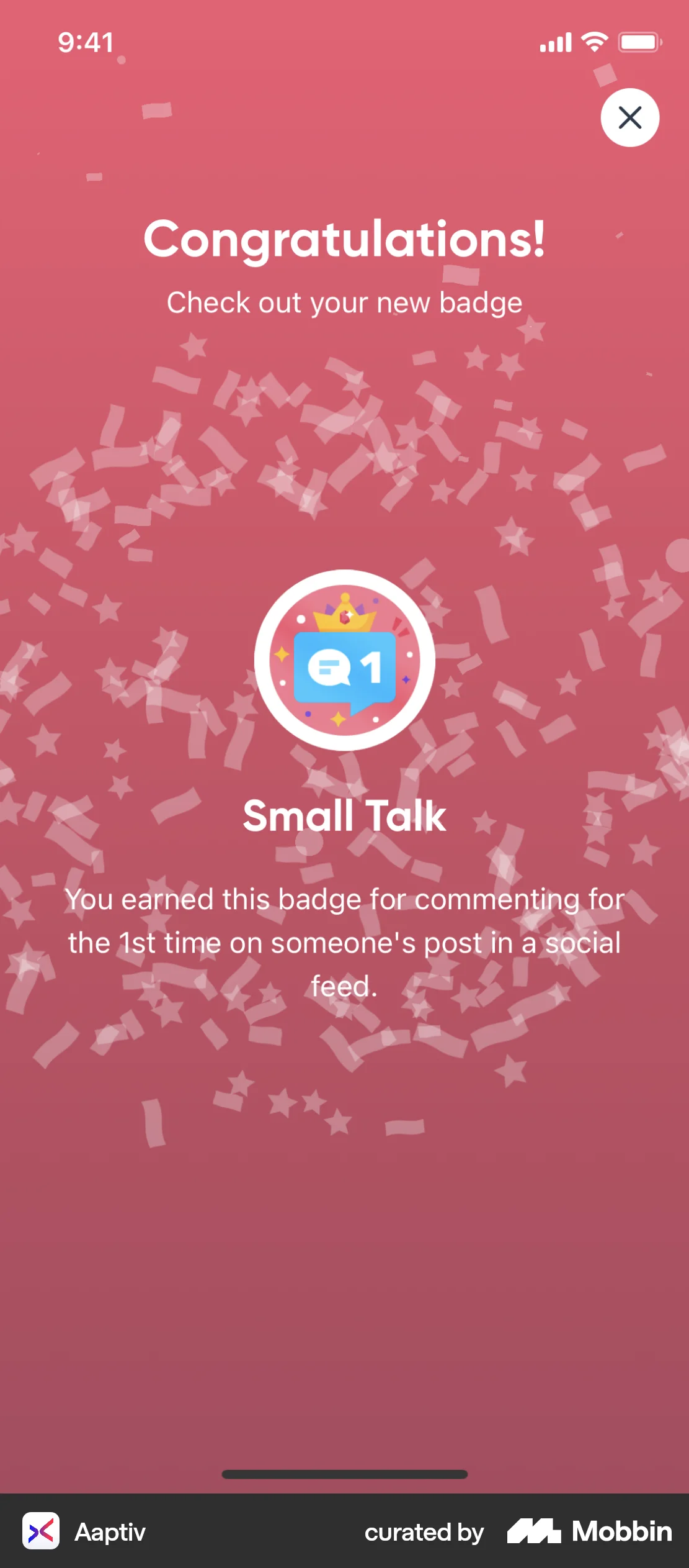 Aaptiv iOS Confetti screen