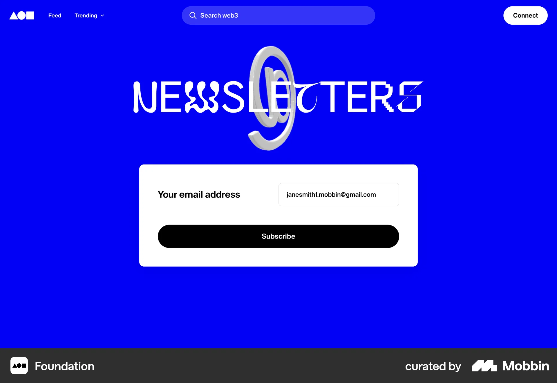 Foundation Web Follow & Subscribe screen