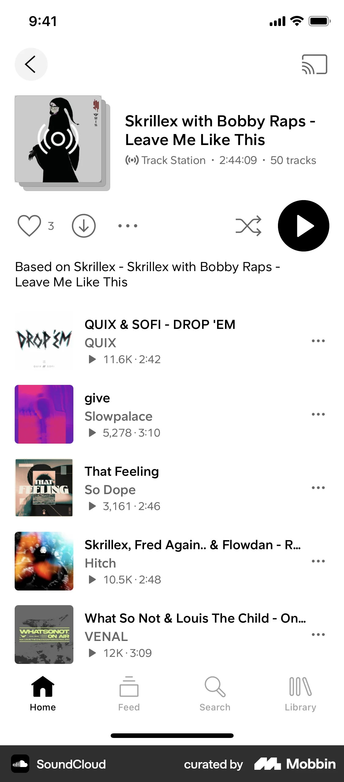 SoundCloud iOS Playlists screen